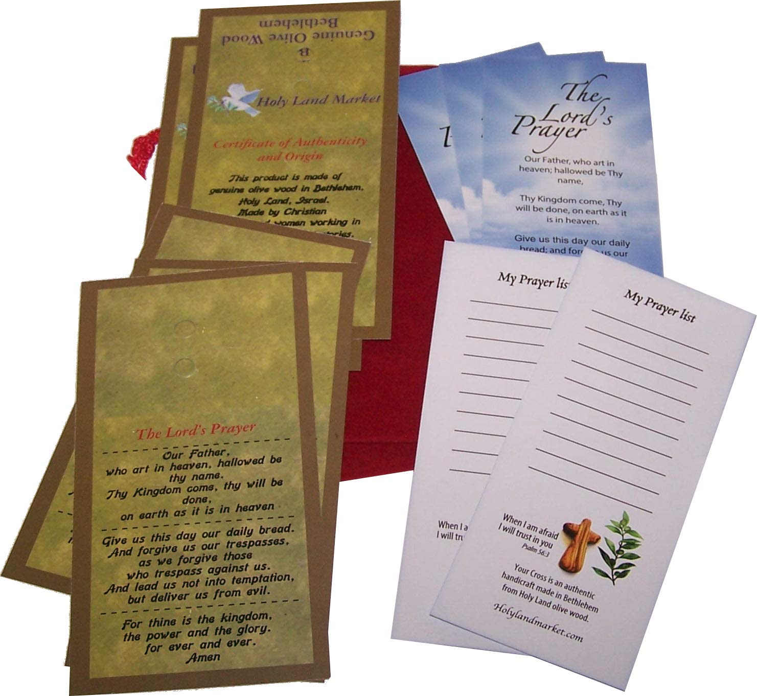 Six Olive Wood Comfort Crosses with Velvet Bags & Lord's Prayer Card - The Holding or Hand Cross (4 inches) - Used、mySite、topwebapps