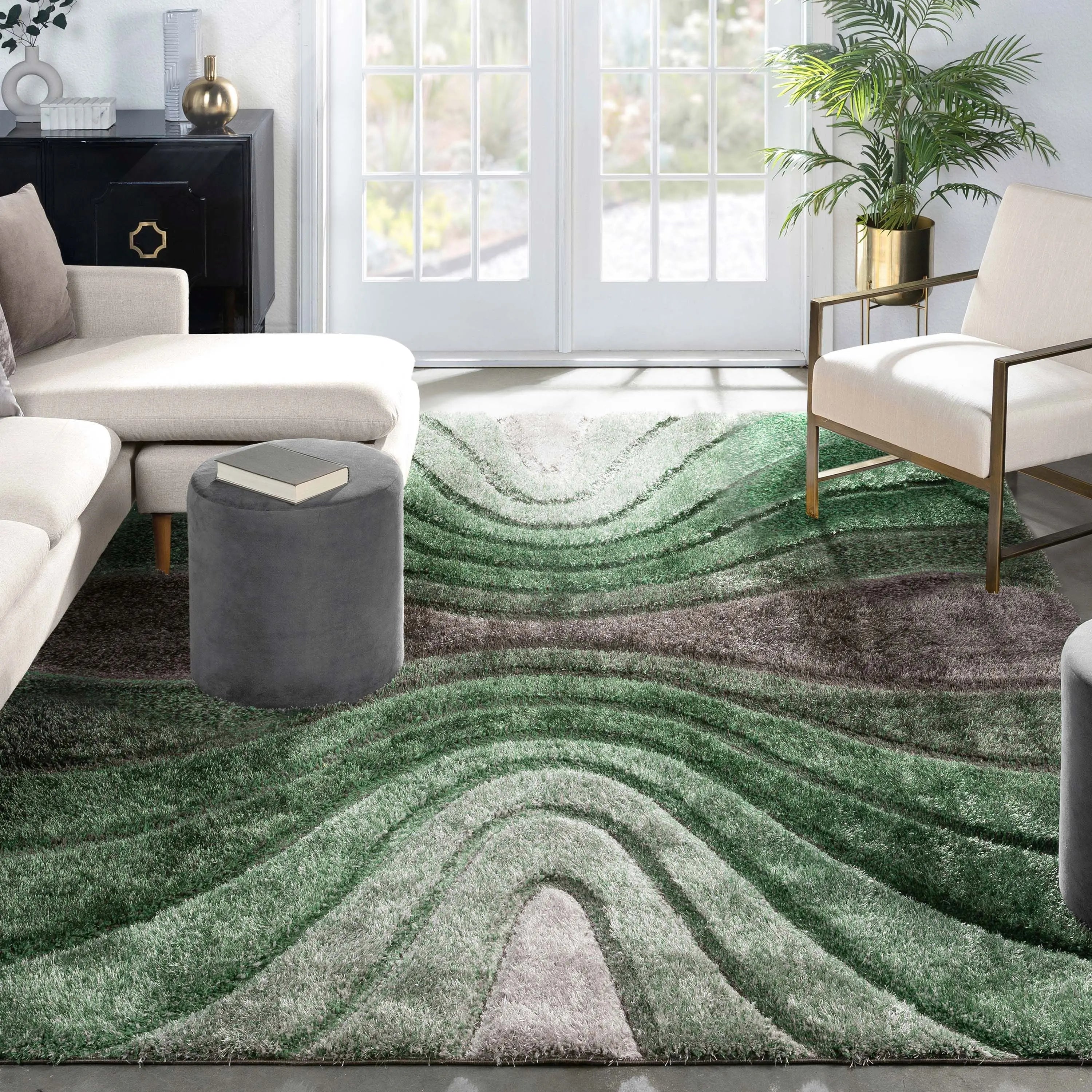 Luz Modern Geometric Green 3D Textured Thick & Soft Shag Rug、mySite、gigharbornorthrealestate