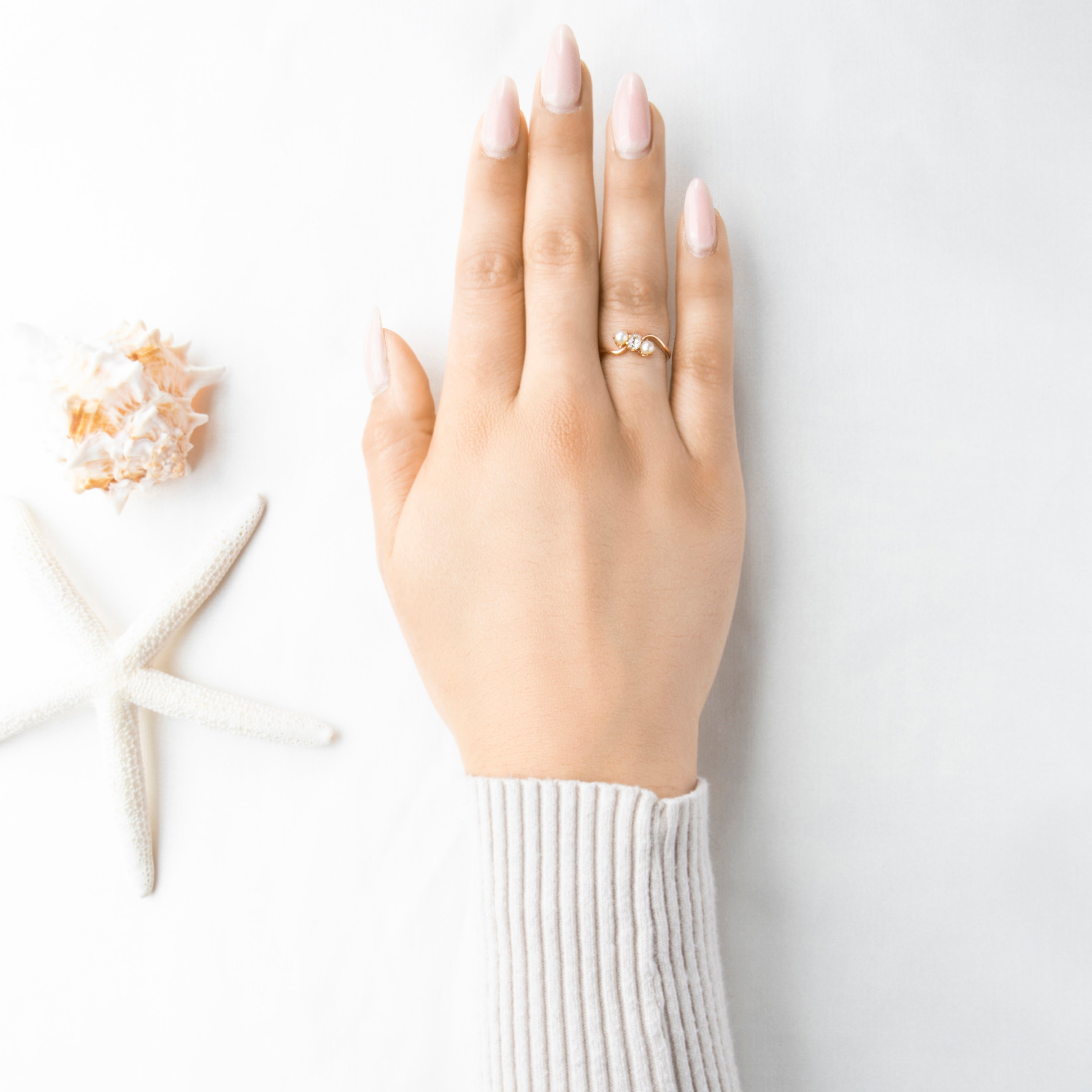 Antique 14k Rosy Yellow Gold .2ct Old Mine Diamond Pearl Delicate Ring 7.00、mySite、hinf8tx79