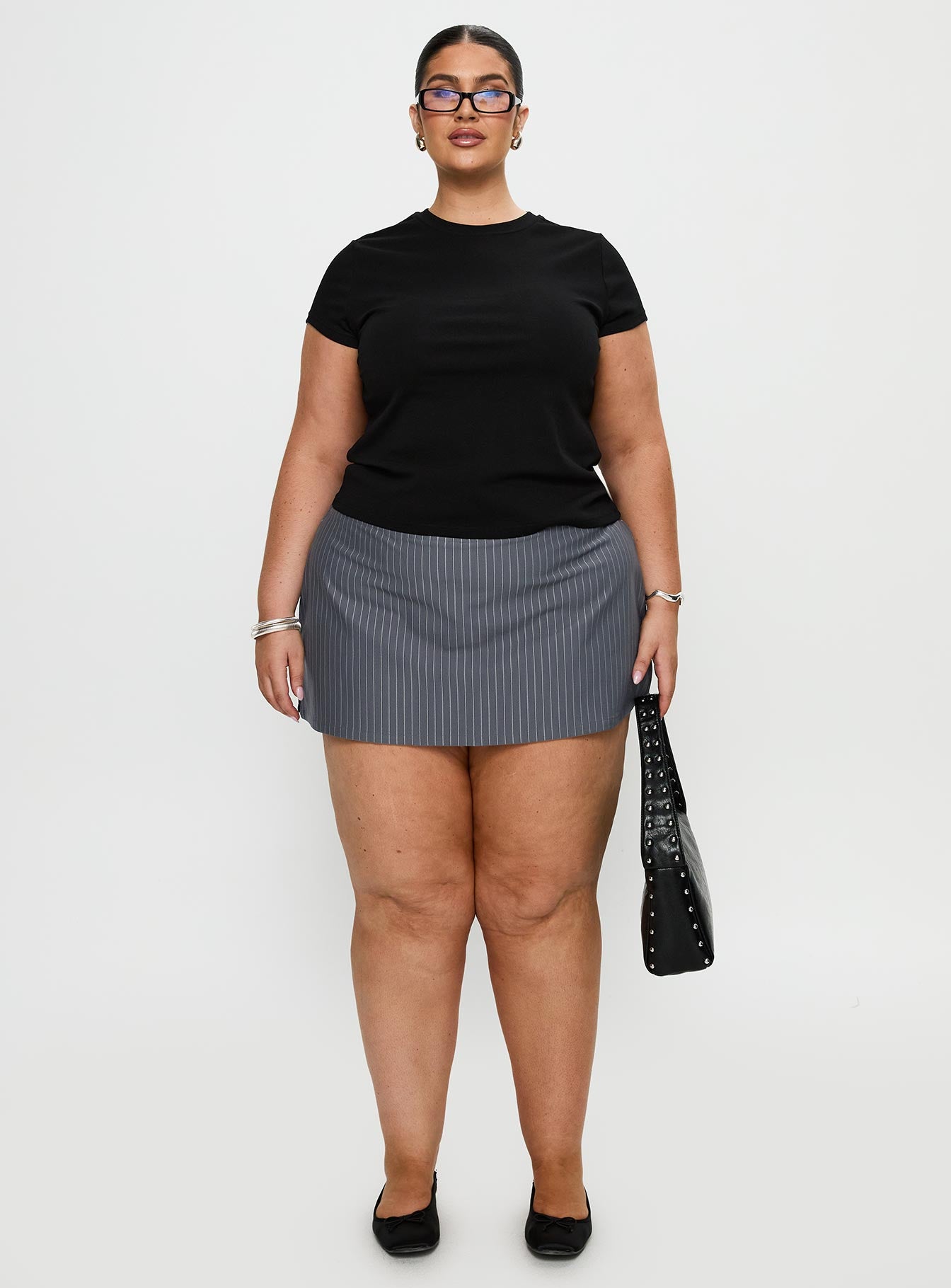 Can't Sleep Skort Charcoal Stripe Curve、mySite、solidvoid