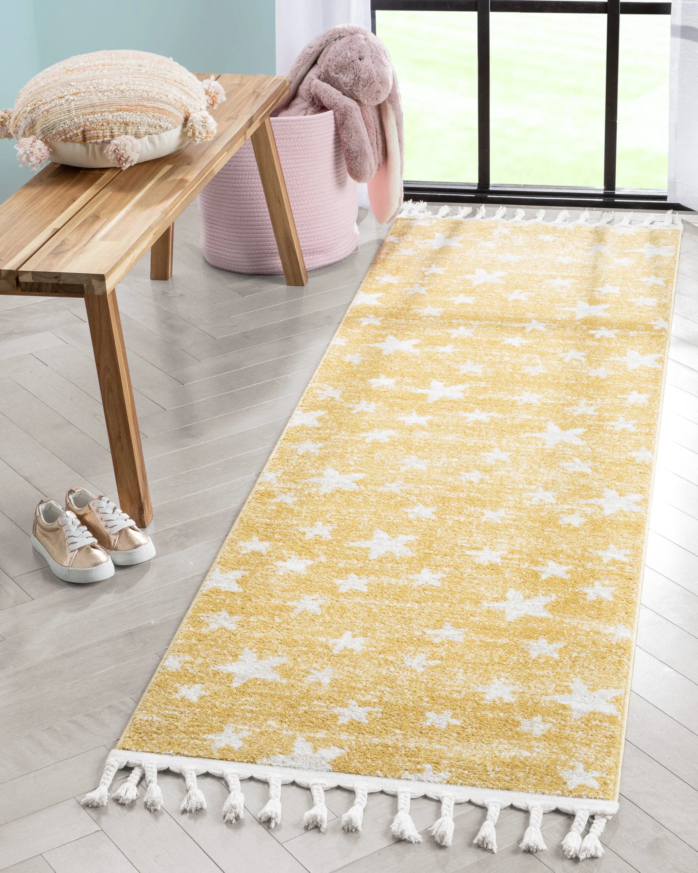 Stars Modern Geometric Yellow Kids Rug、mySite、gigharbornorthrealestate