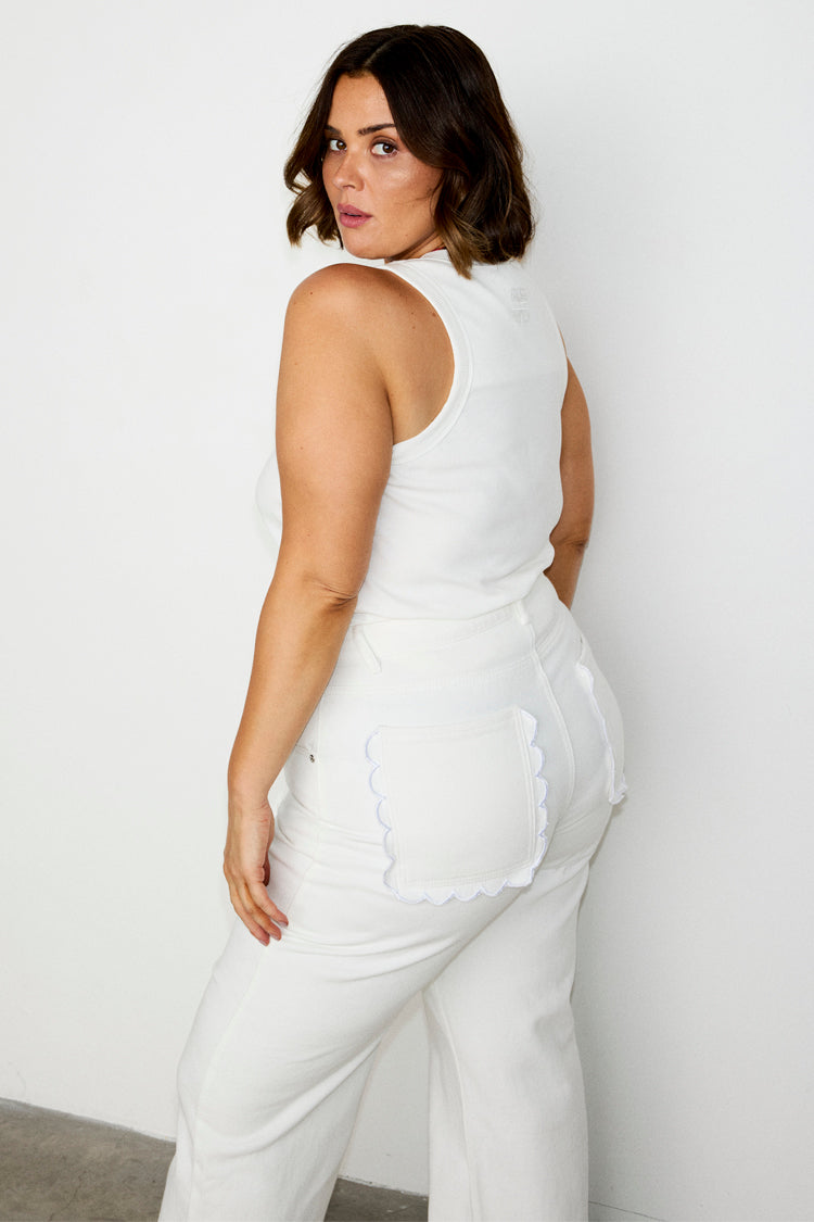 Ecru Scallop Detail Jeans、mySite、solidvoid