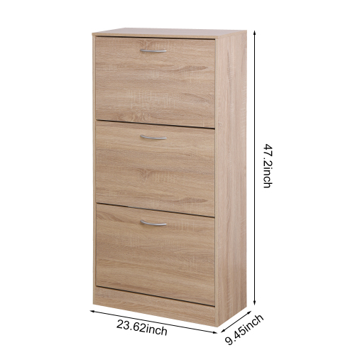 Wooden Shoe Cabinet for Entryway, White Shoe Storage Cabinet with 3 Flip Doors 20.94x9.45x43.11 inch、、casual