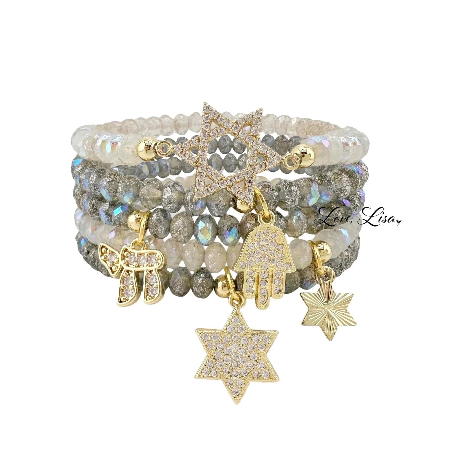 Harper Chai, Hamsa and Star of David Stack Bracelets - Ultimate Grey、mySite、topwebapps