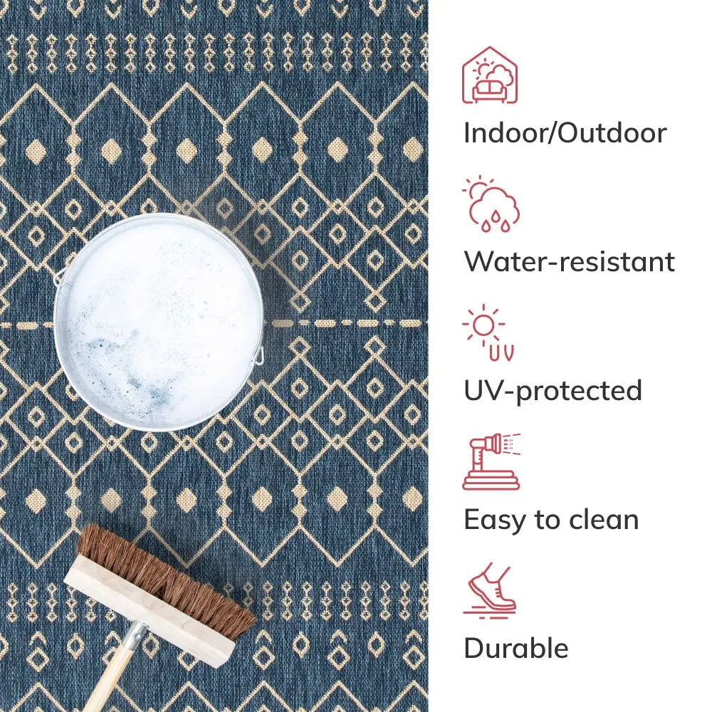 Nord Moroccan Tribal Indoor Outdoor Blue Flatweave Rug、mySite、gigharbornorthrealestate