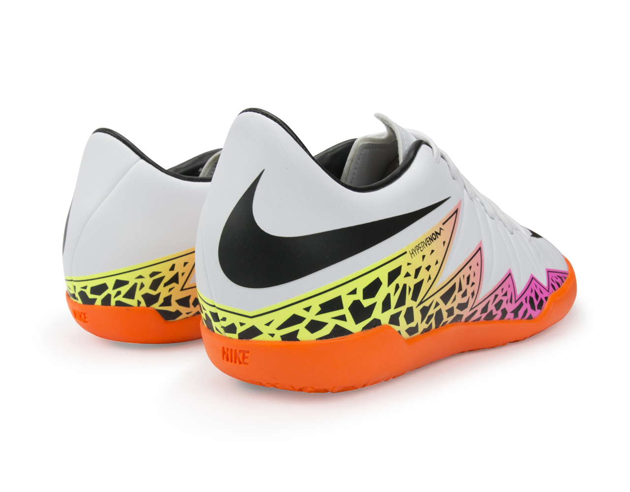 Nike Men's Hypervenom Phelon Indoor Soccer Shoes White/Black/Total Orange、mySite、noshort