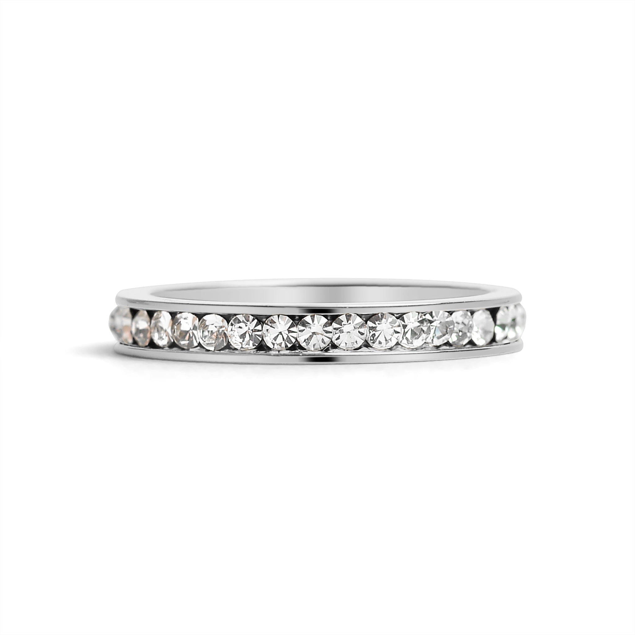 10 Pack - CZ Eternity Stainless Steel Ring - April/Diamond - Size 3 / ETR1000、mySite、dreamappss