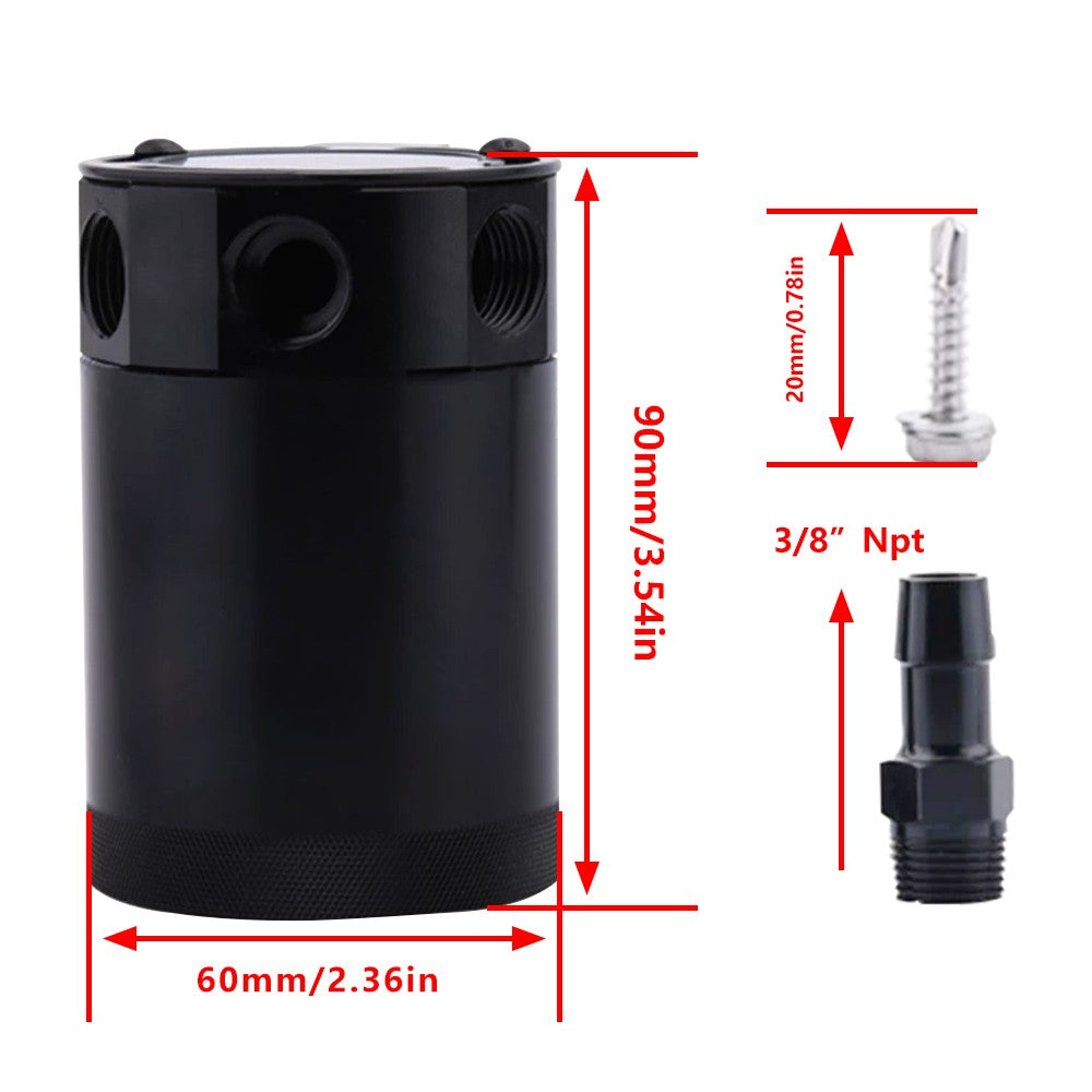 Flashark Universal Aluminum Racing Baffled 3-Port Oil Catch Can、mySite、nflplayoffbracketp