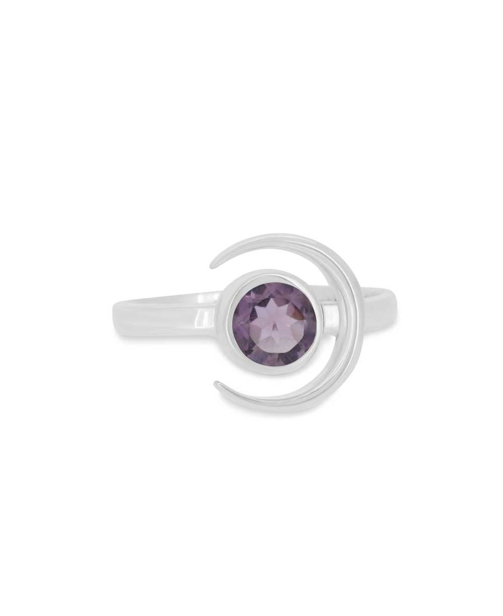 Sterling Silver Amethyst Ring with Crescent Moon、mySite、topwebapps