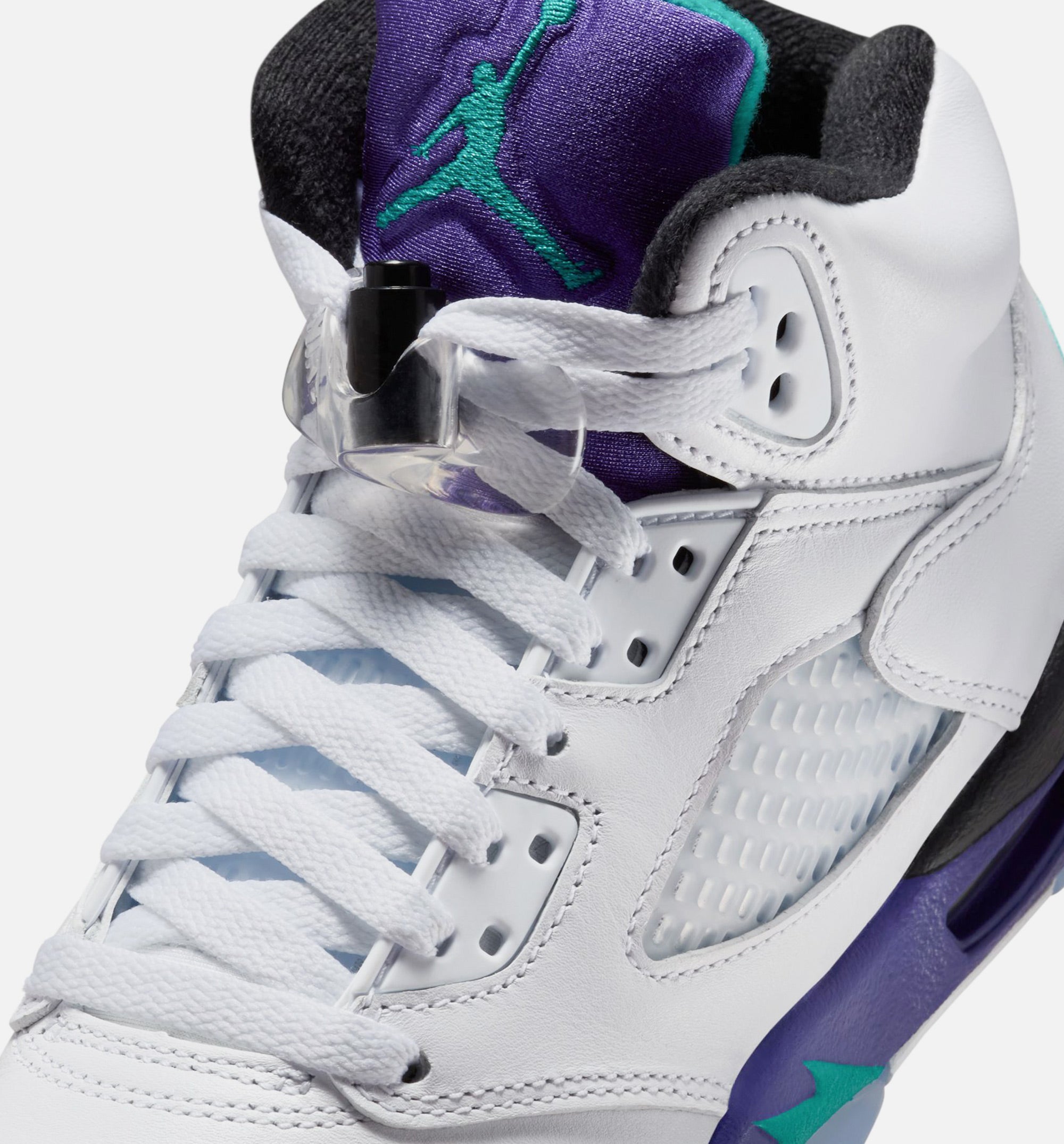 Air Jordan 5 Retro Grape Grade School Lifestyle Shoe - White/New Emerald/Grape Ice/Black、mySite、dreamappss