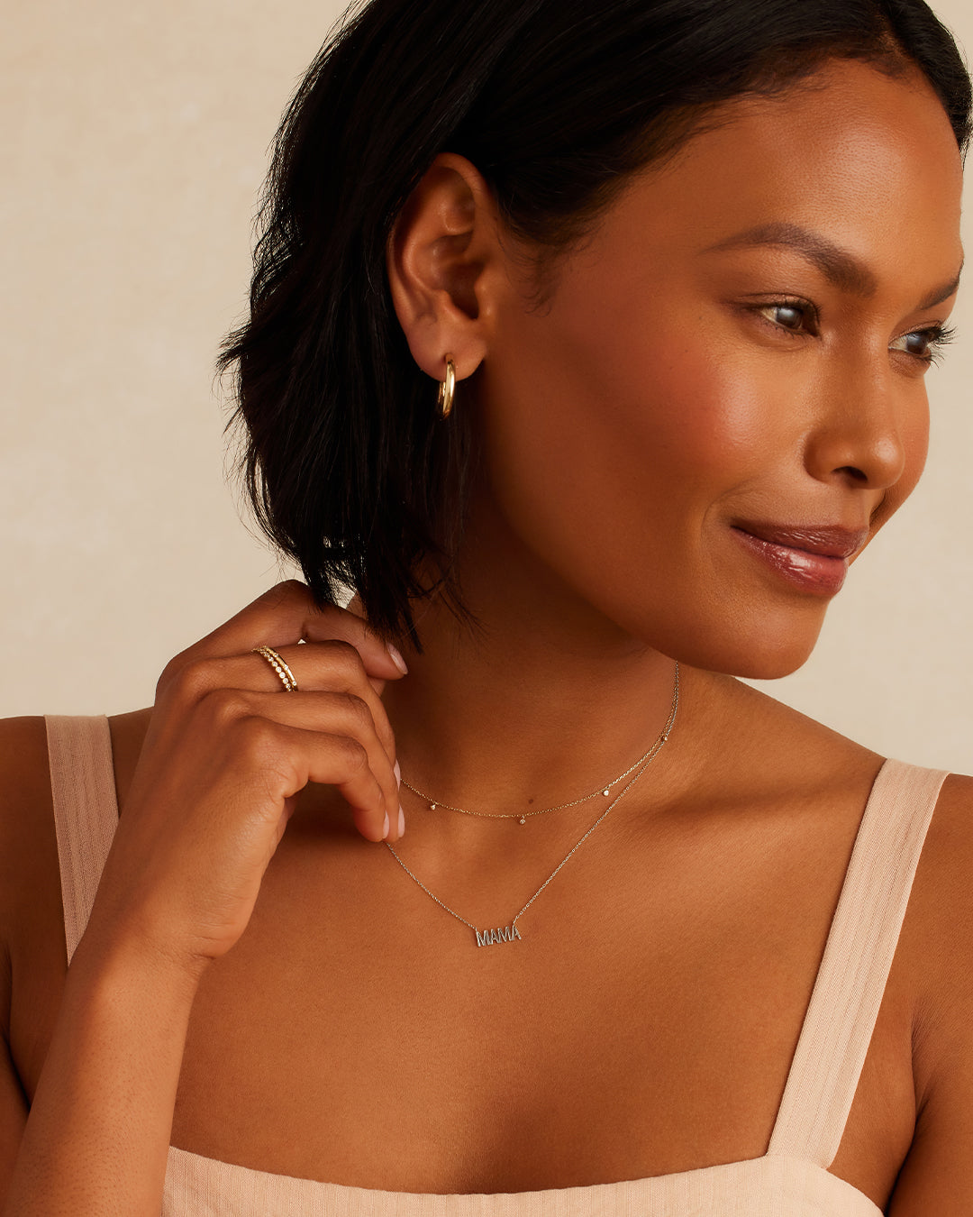 14k White Gold Mama Necklace、mySite、hinf8tx79