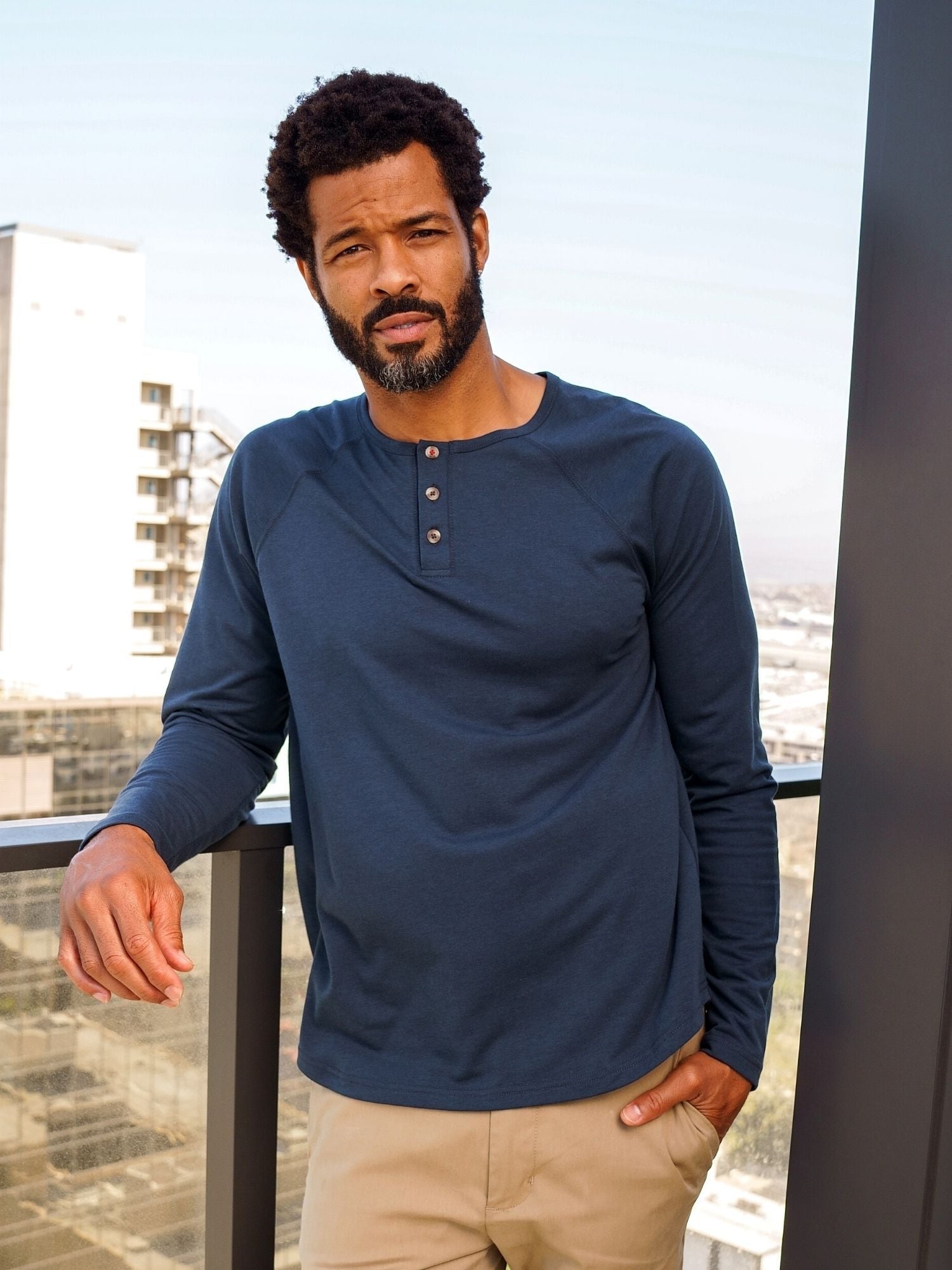  Navy Slim Fit Long Sleeve Henley FINAL SALE、mySite、ghnorth