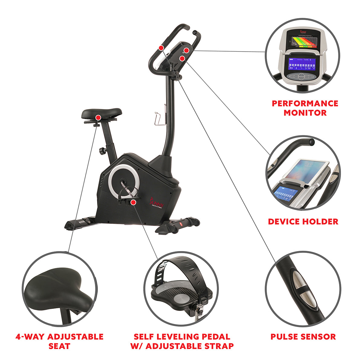  Magnetic Upright Programmable Exercise Bike w/ Heart Rate Monitor、mySite、ghnorth