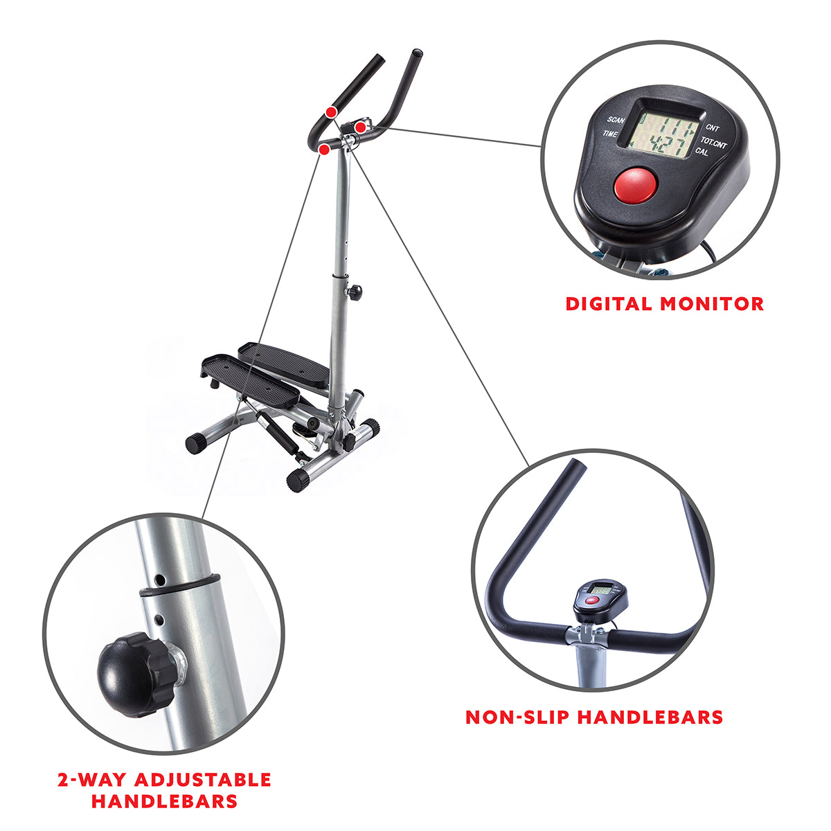  Twist Stepper Machine Step w/ Handle Bar & LCD Monitor、mySite、ghnorth