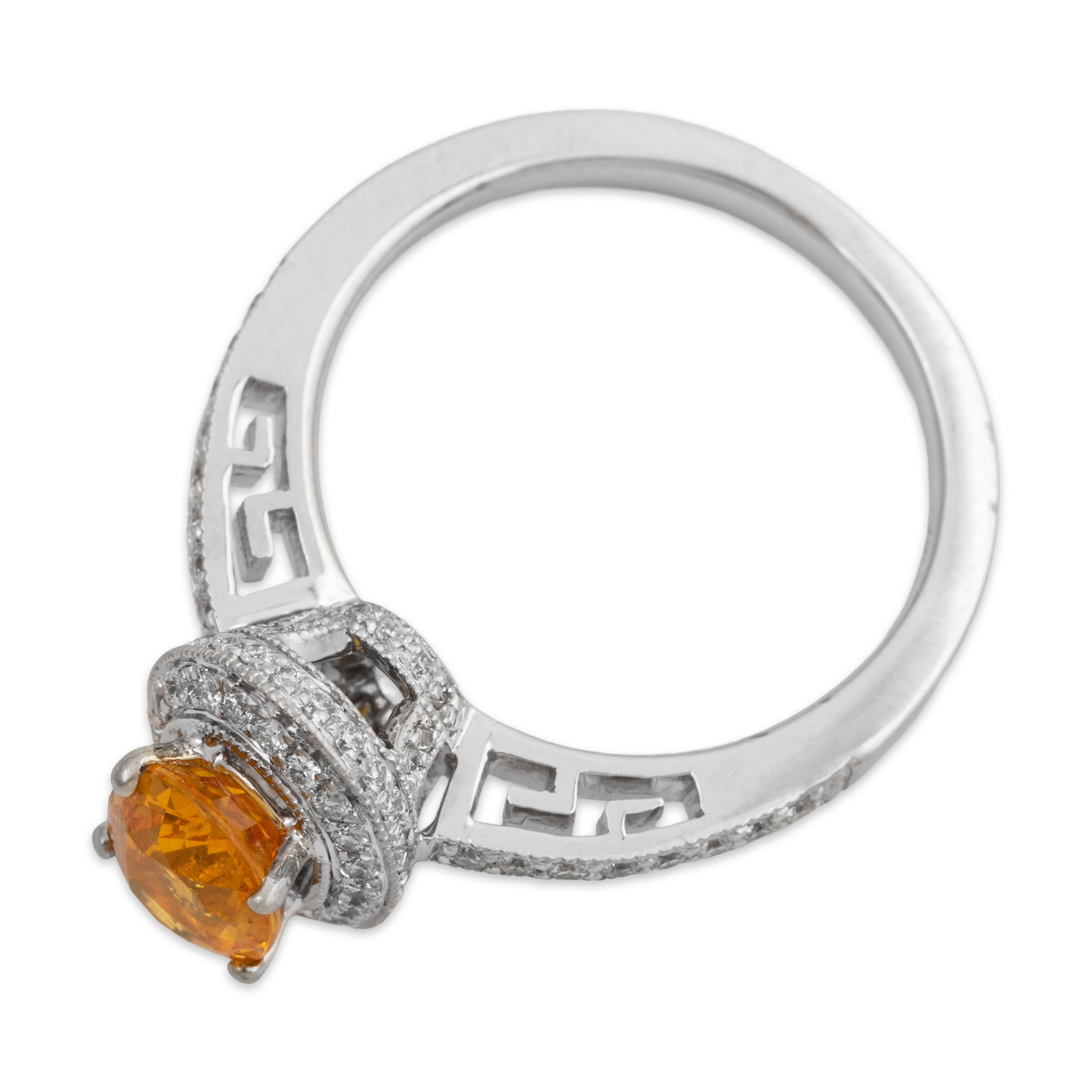 Vintage 18k White Gold 1.54ct Yellow Sapphire 0.5cttw Diamond Radiant Ring 6.50、mySite、hinf8tx79