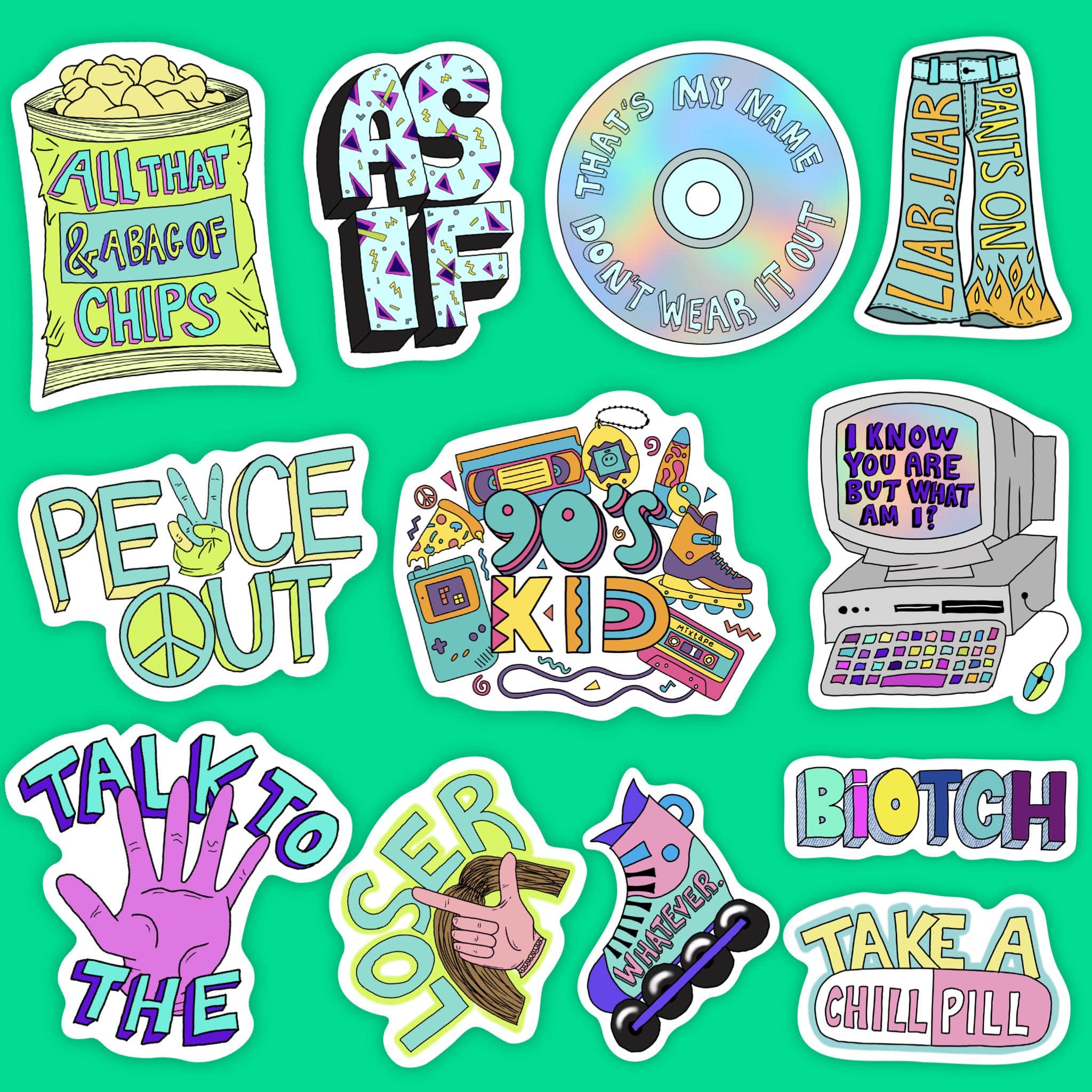  90s Sticker 12 Pack Classic、mySite、ghnorth