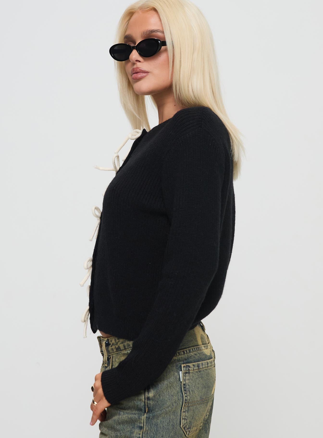 Rosalee Cardigan Black / White、mySite、solidvoid