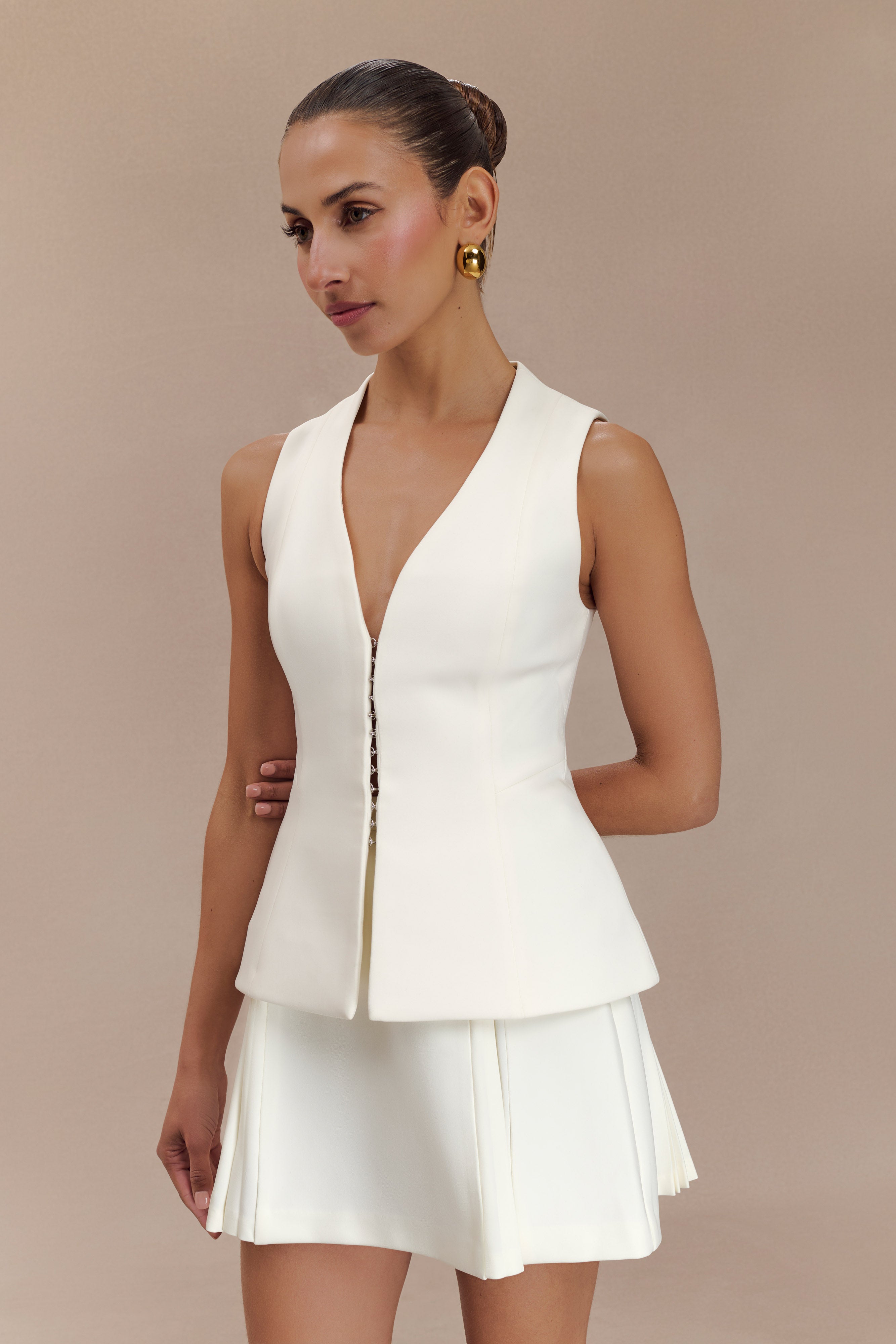 Melinda Mini Skirt With Pleats - Ivory、mySite、solidvoid