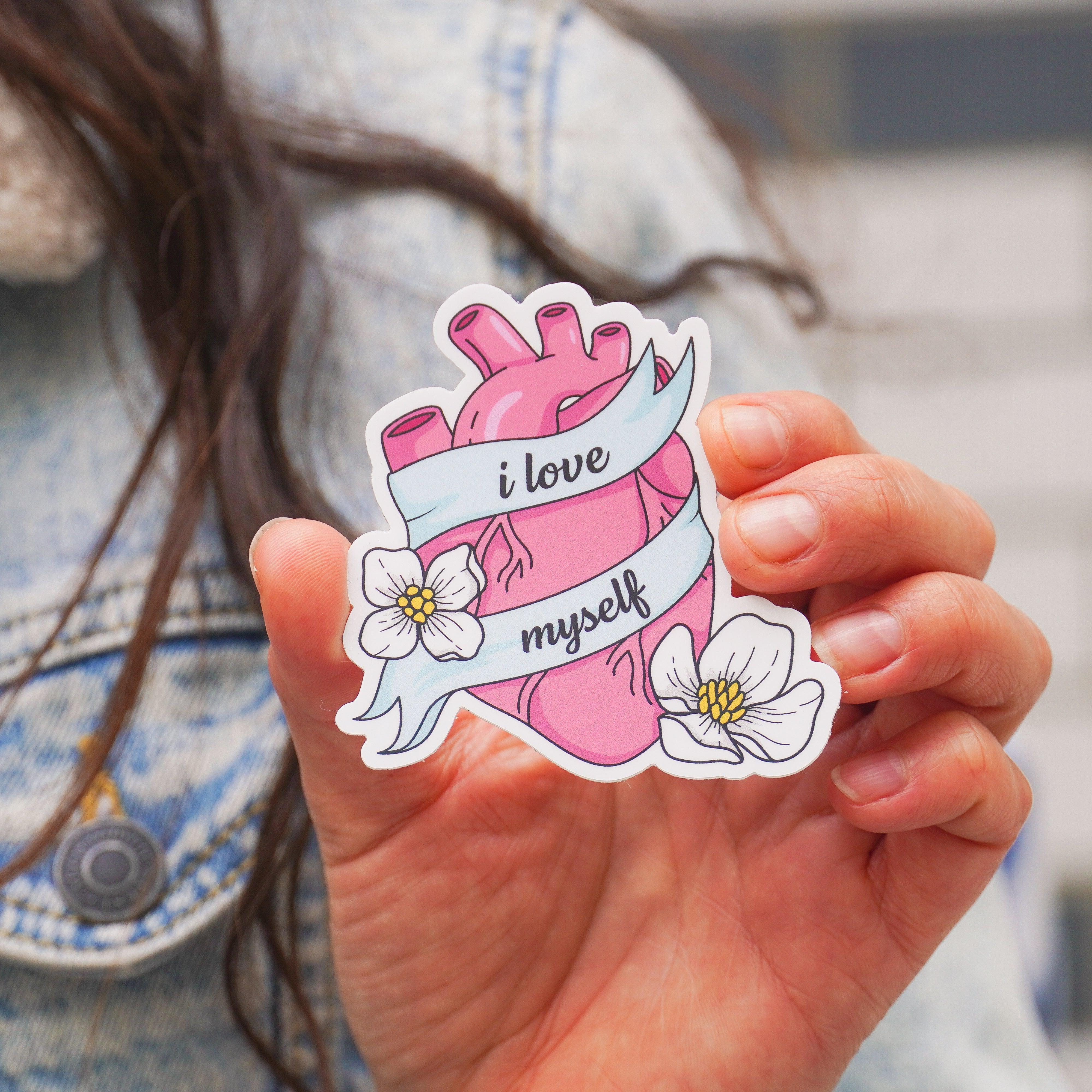  I Love Myself Heart Positivity Sticker、mySite、ghnorth