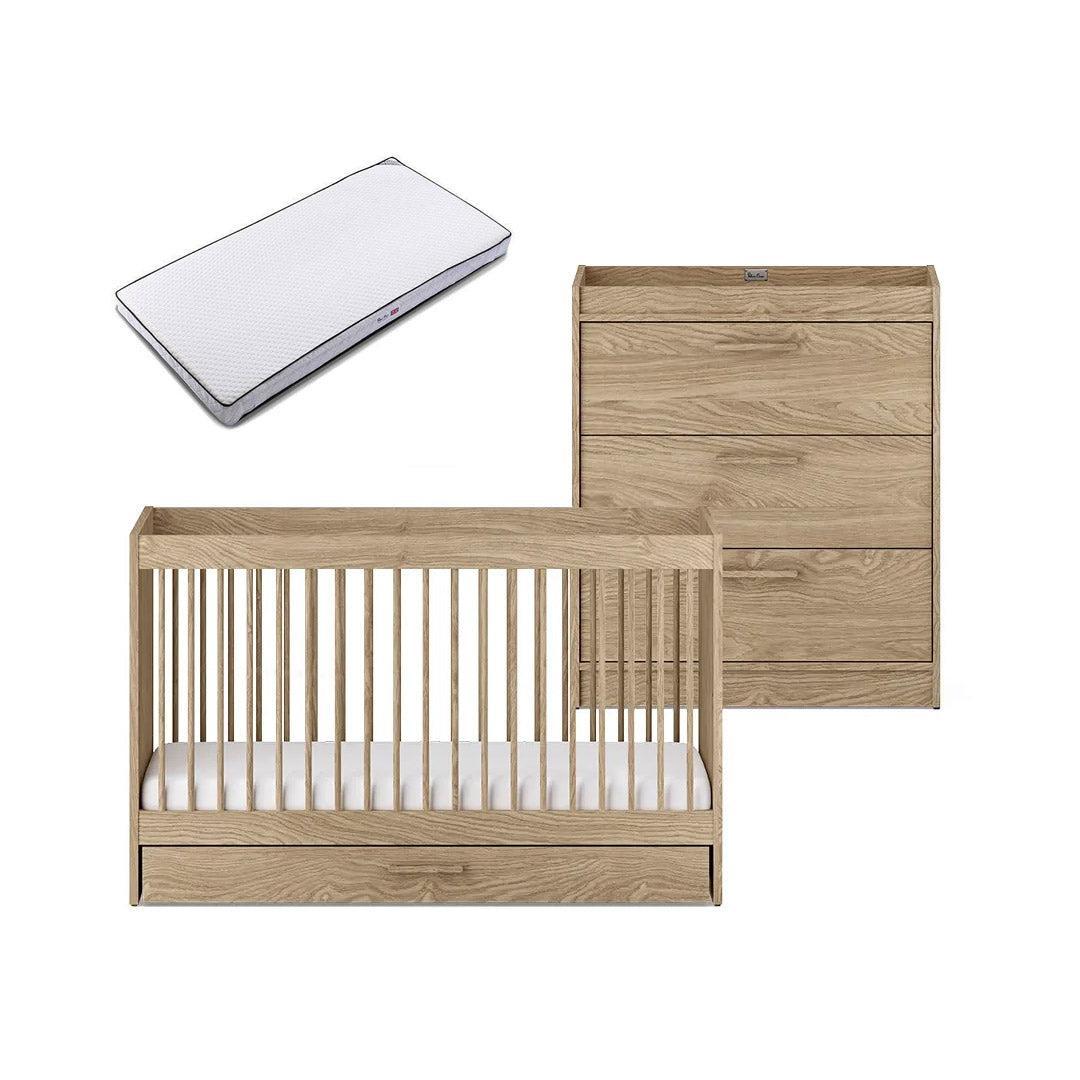  Silver Cross Geneva 2 Piece Nursery Set (Cot Bed & Dresser) - Oak、mySite、merchandisen