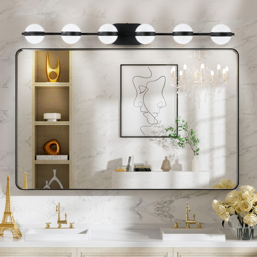 (Same as W134067503/L2001) 28" Golden Minimalist LED Bathroom Vanity Light with Crystal Sand Acrylic Shades, 4-Light Wall Mounted Decorative Lighting Fixture, Suitable for Bathroom Vanity Mirror、、eastwooduniform