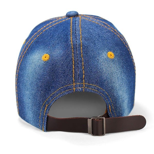 Rhinestone BRONX Washed Denim Hat – Unisex Fit with Leather Back Strap、mySite、vikingsvslions