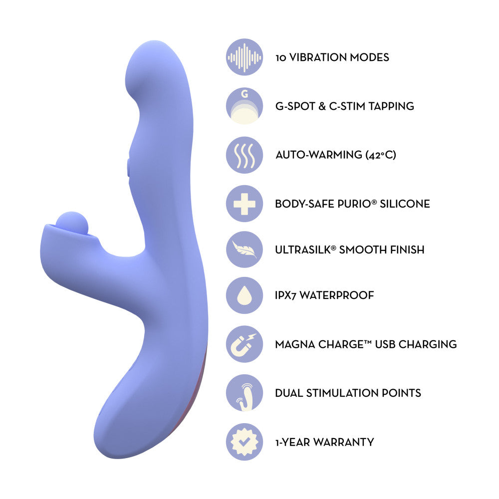 Blush Collection | Simone 8.5 Inch Clitoral G-Spot Dual Stimulation Silicone Rabbit Vibrator With Auto Warming - In Blue、mySite、bottomscart
