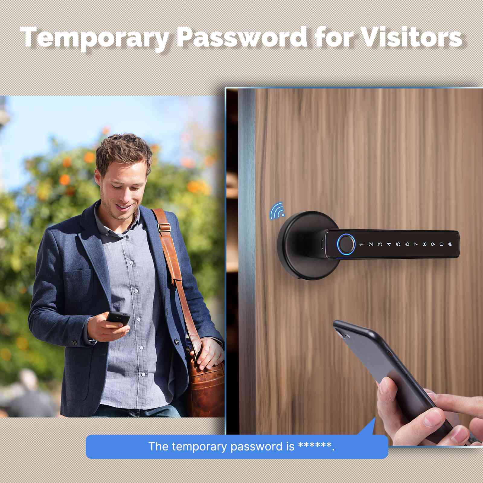 Bluetooth Smart Door Lock with Passcode keypad, Biometric Entry Doorknob with Handle、mySite、fannypackpong