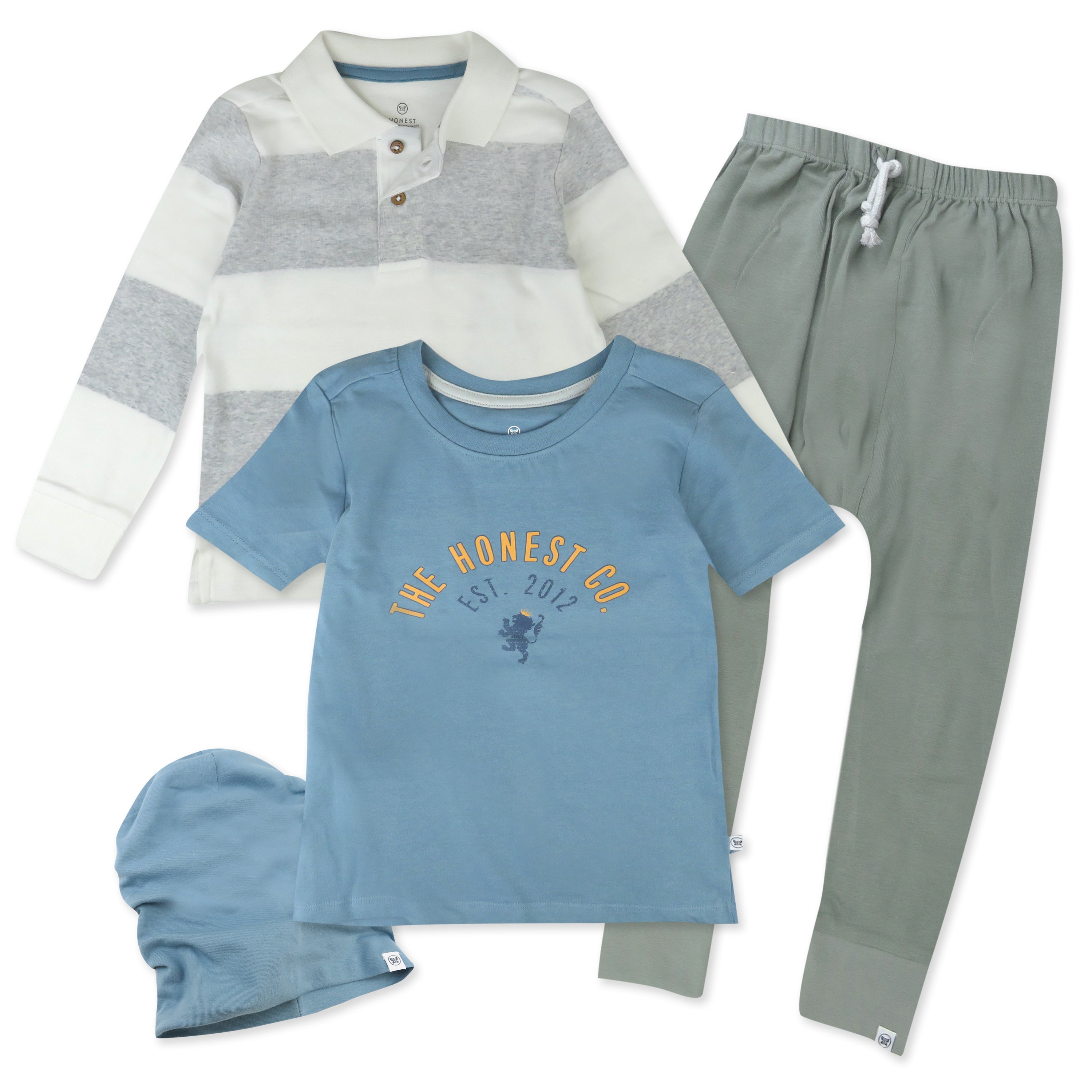  Toddler 4-Piece Polo Shirt, Short Sleeve T-Shirt, Honest Pant & Beanie Set、mySite、layawaytickets