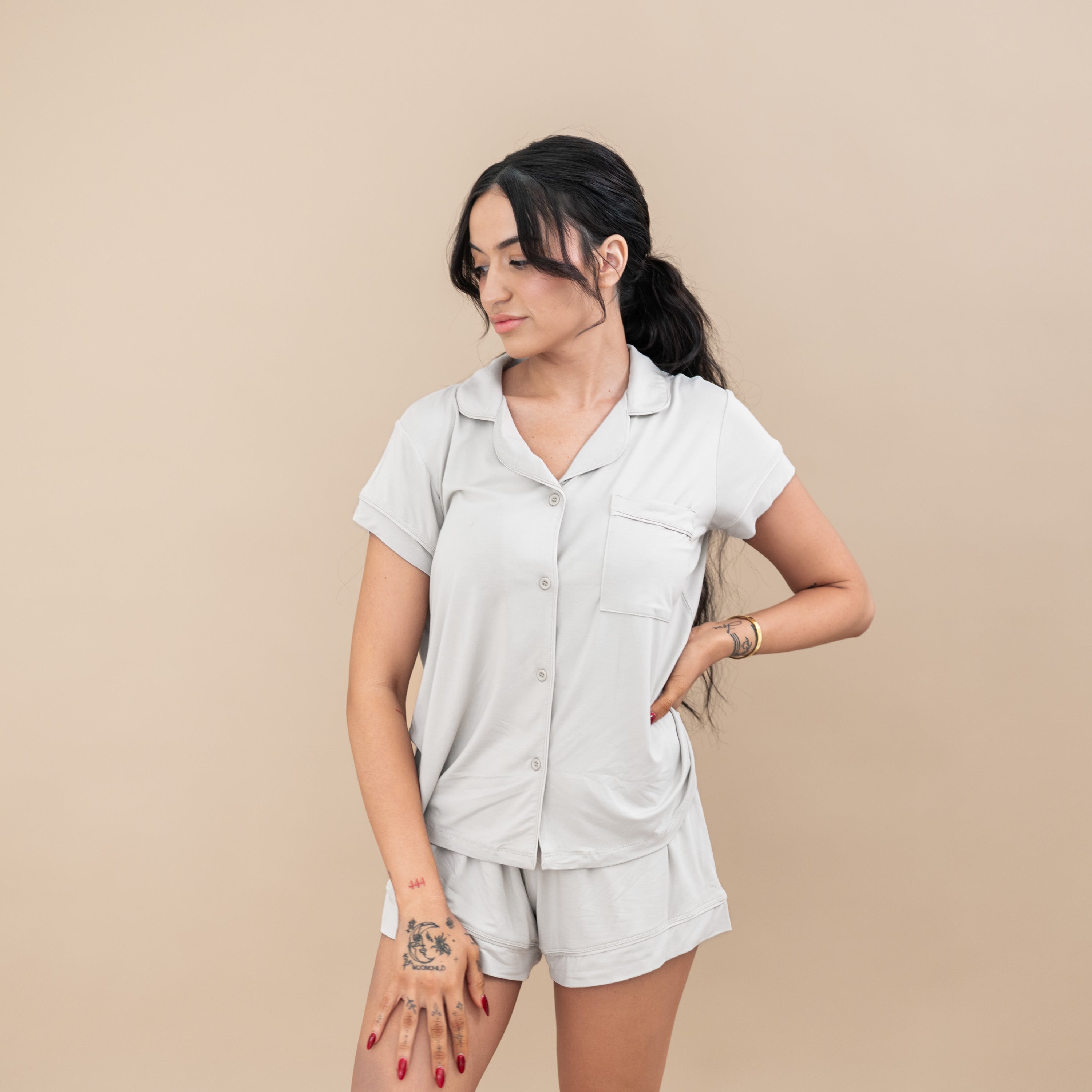  Women’s Short Sleeve Pajama Set in Oat、mySite、layawaytickets