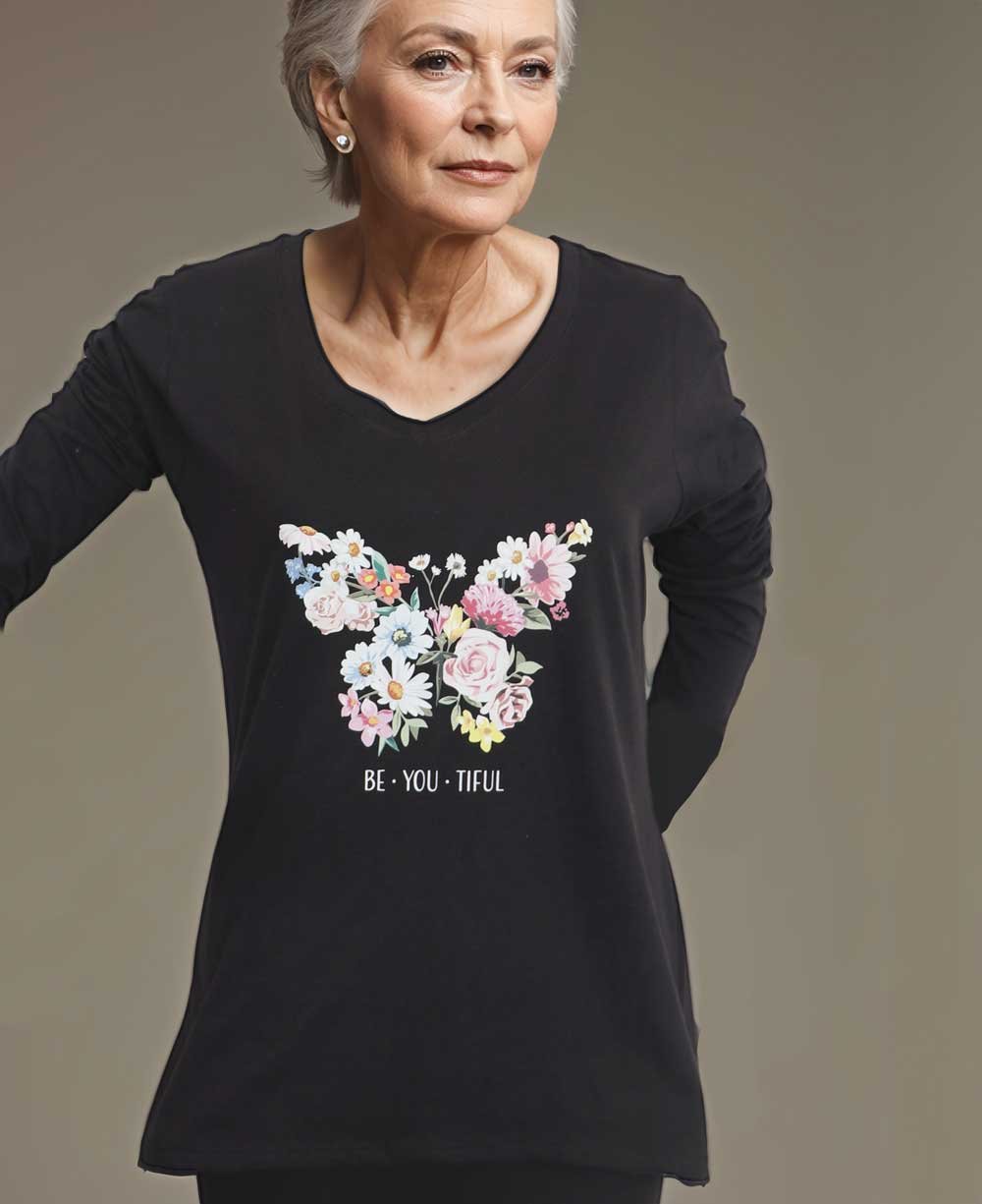 BeYouTiful Women's T-Shirt with Butterfly Design、mySite、topwebapps