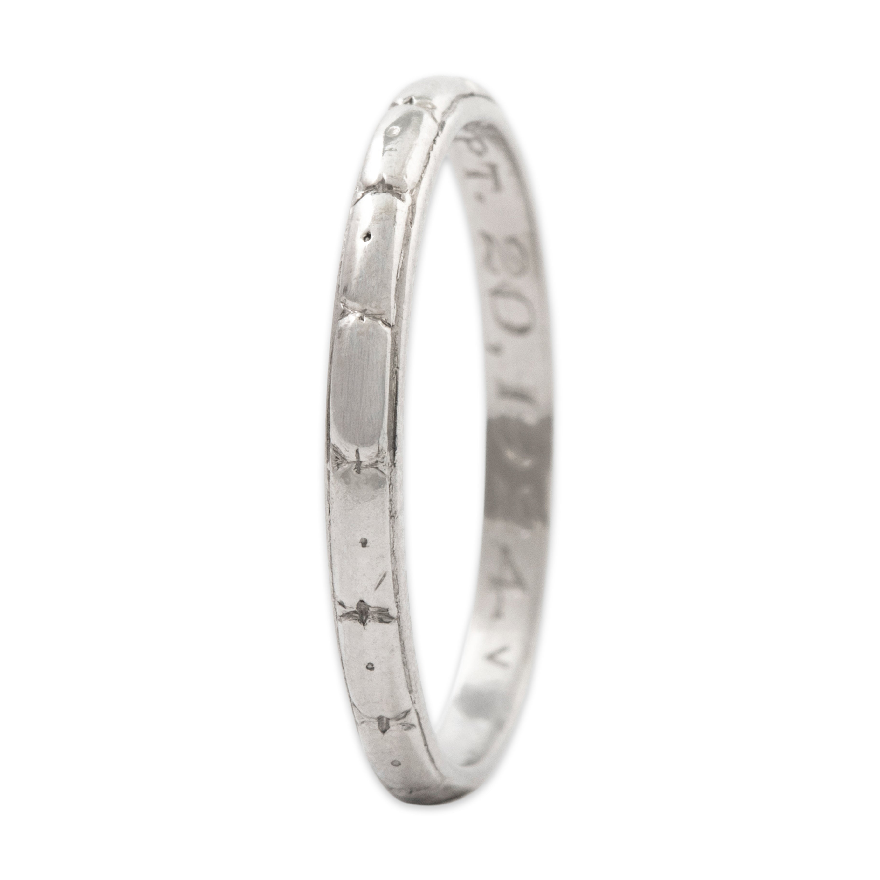 Antique Art Deco Platinum Engraved Detail Band Ring 6.00、mySite、hinf8tx79