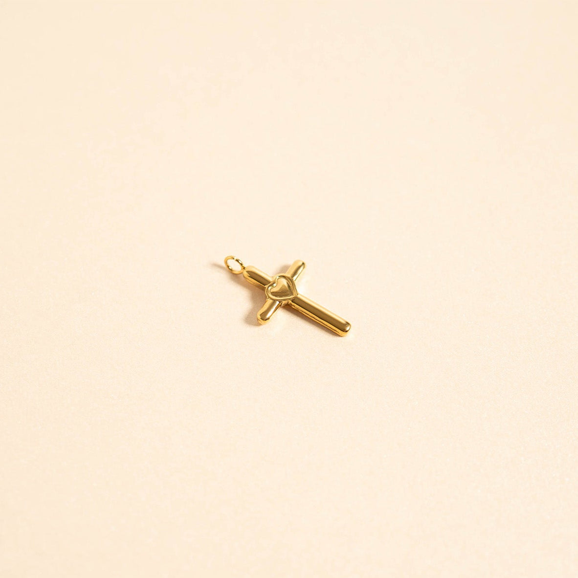 18K Gold PVD Stainless Steel Cross with Heart Charm / PDL0058、mySite、dreamappss