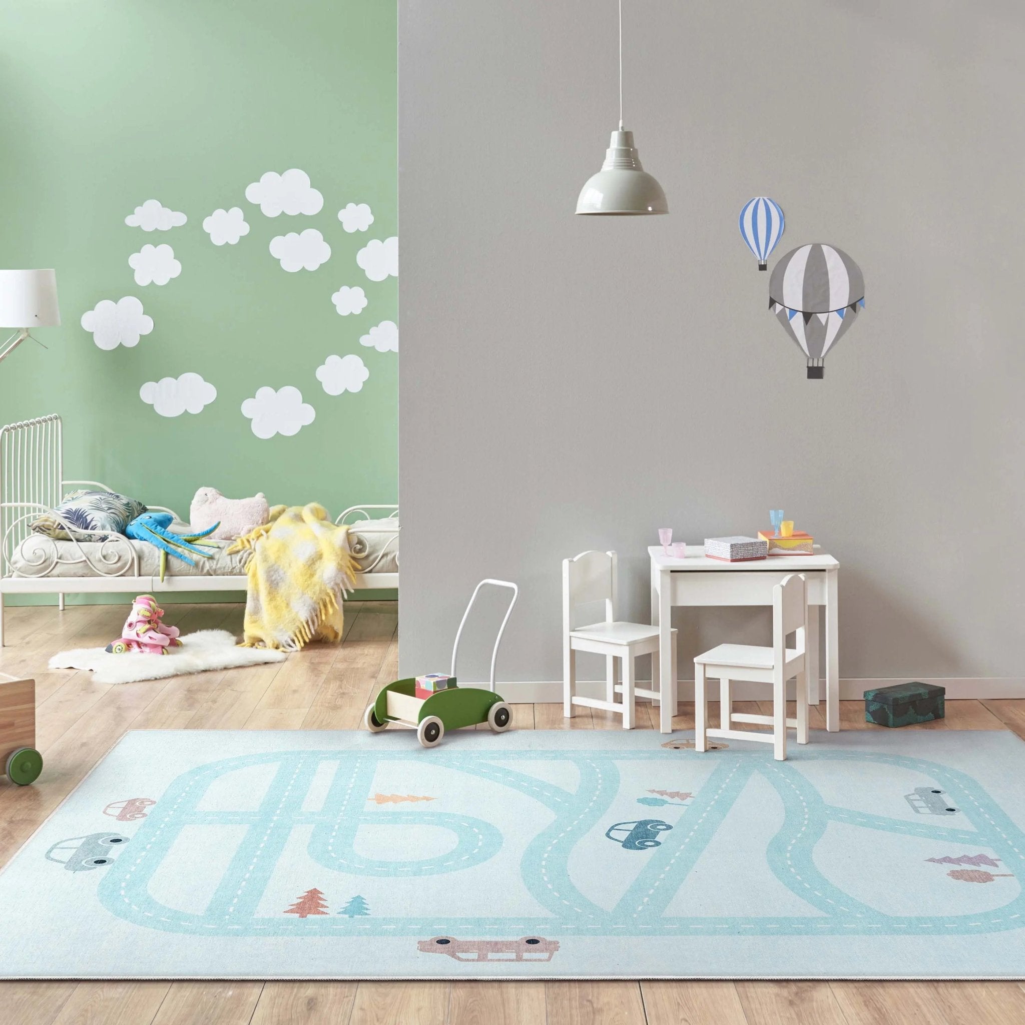 Playful Roads Modern Blue Area Flat-Weave Rug、mySite、gigharbornorthrealestate