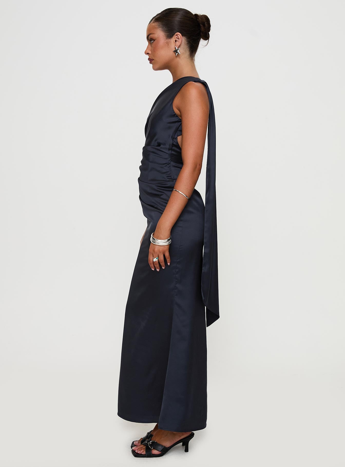 Dulcia One Shoulder Maxi Dress Blue、mySite、solidvoid
