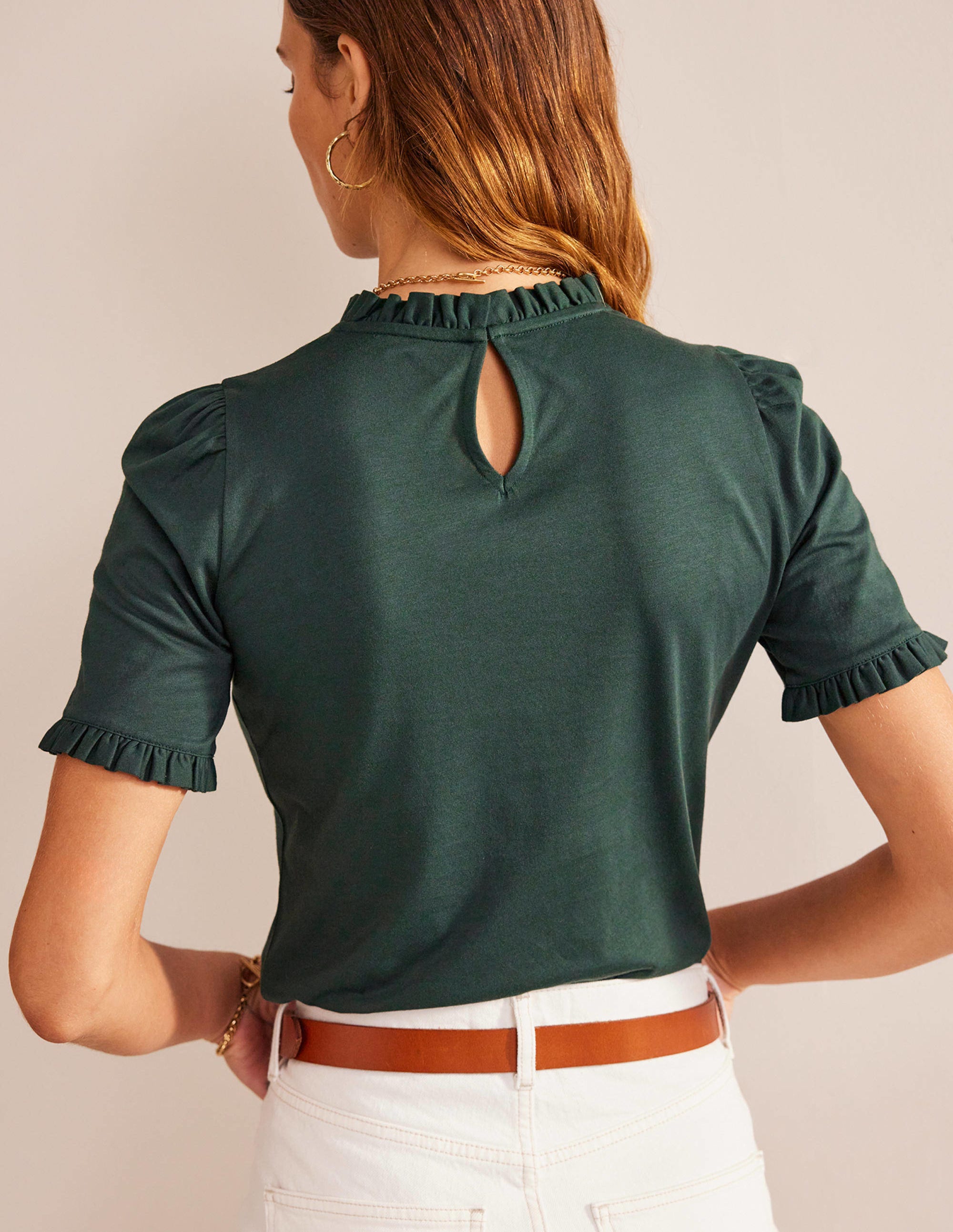  Supersoft Frill Detail T-shirt-Chatsworth Green、mySite、ashleygrahame
