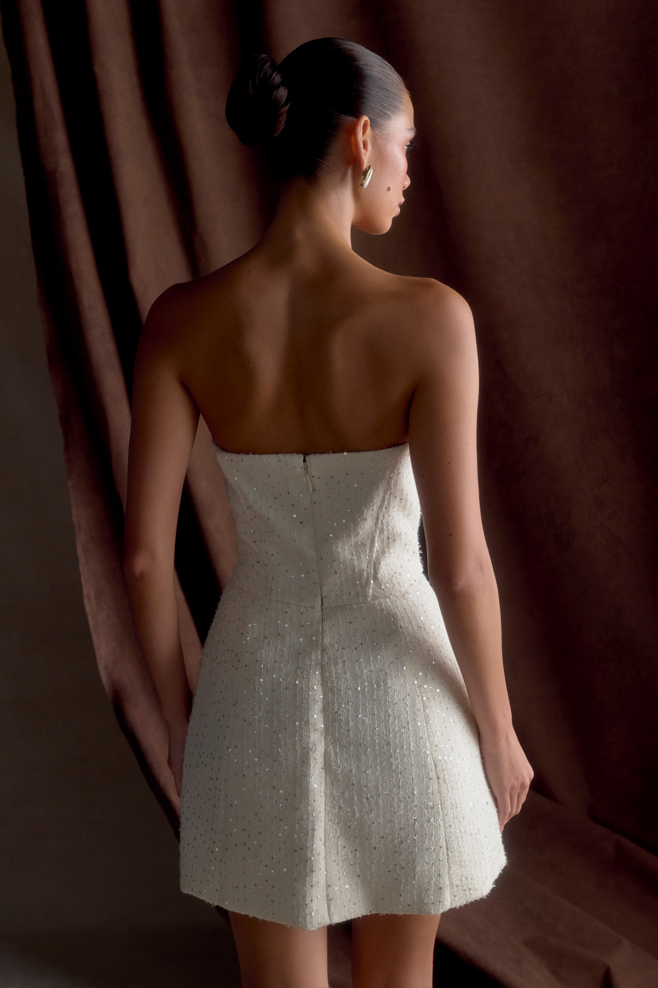 Lorrie Tweed Corset Mini Dress - White、mySite、solidvoid