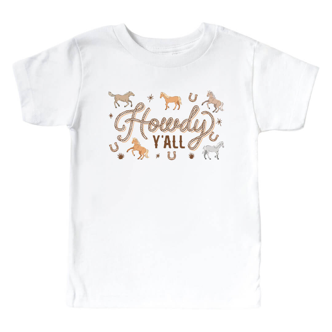  P's Ponies Howdy Y'all Kids Graphic Tee | White、mySite、layawaytickets