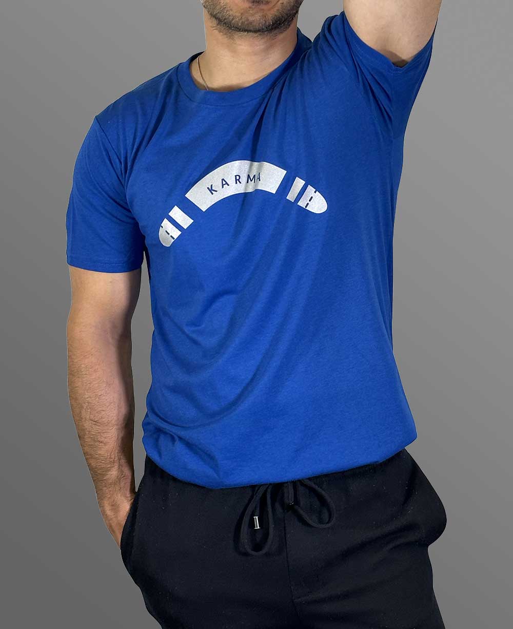 Men’s Karma Organic Cotton And Bamboo Blue T-Shirt, Made in USA、mySite、topwebapps