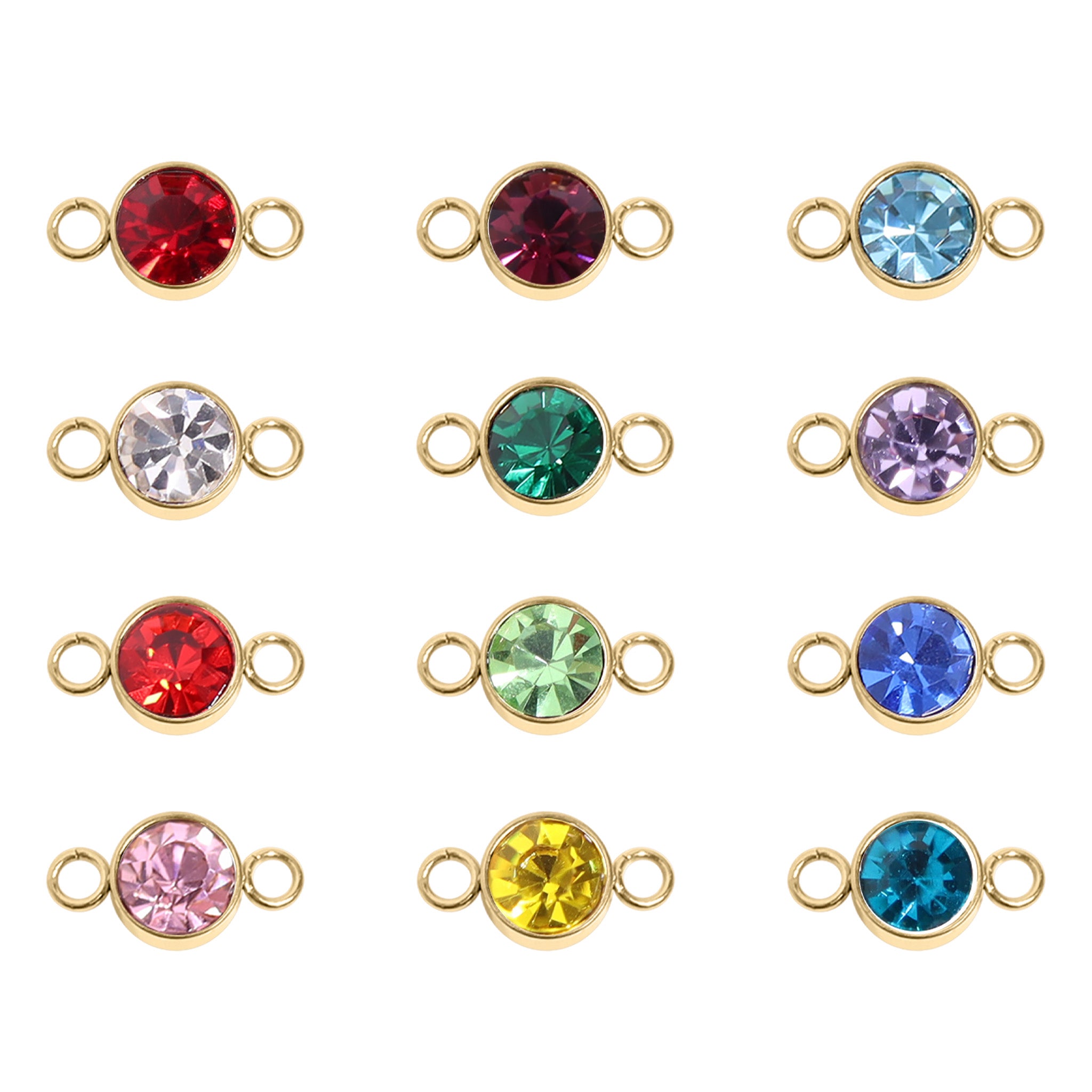 18K Gold PVD Stainless Steel Birthstone Connector Charm / PDL0122、mySite、dreamappss