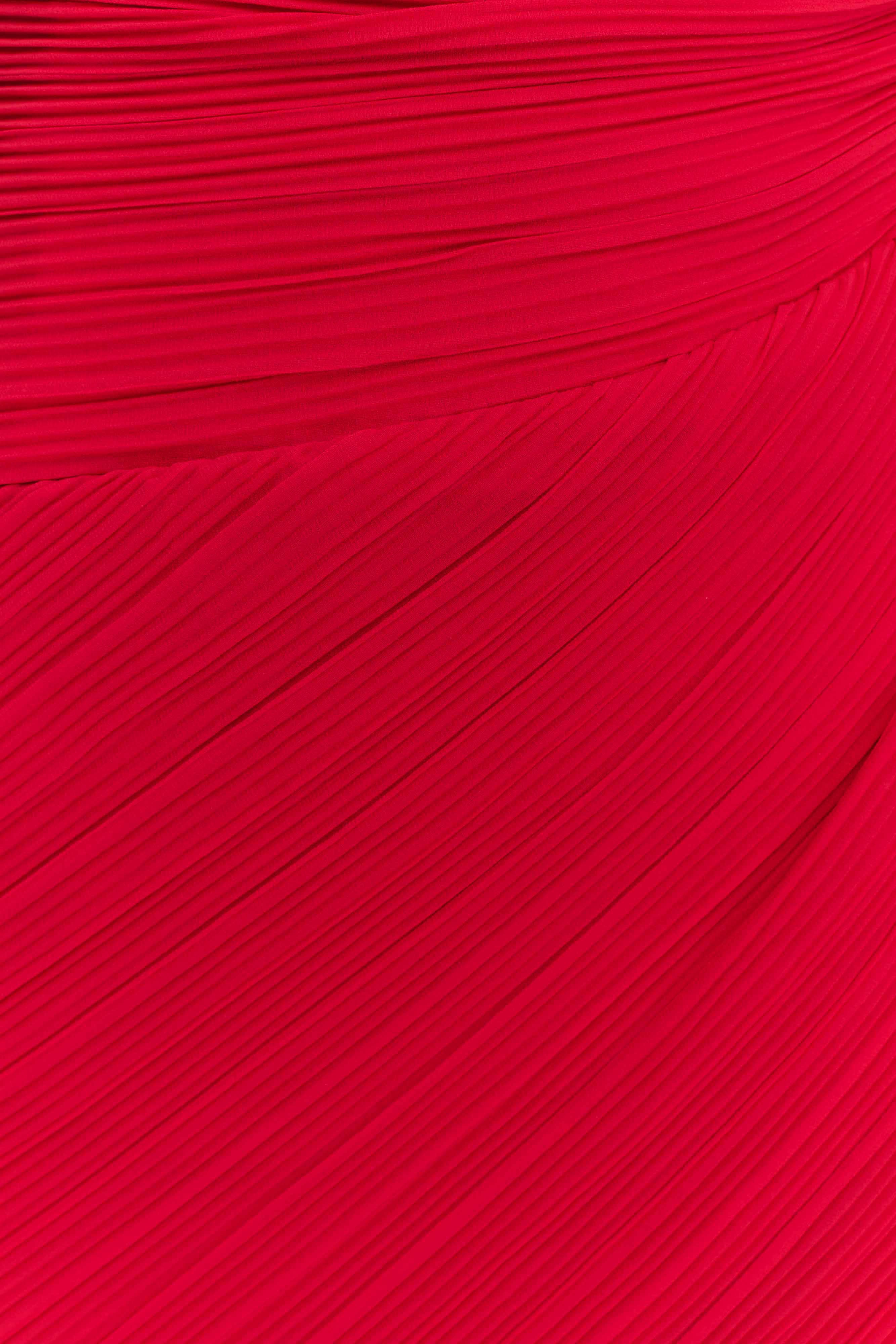 Tamara Shirred Chiffon Midi Dress - Red、mySite、solidvoid