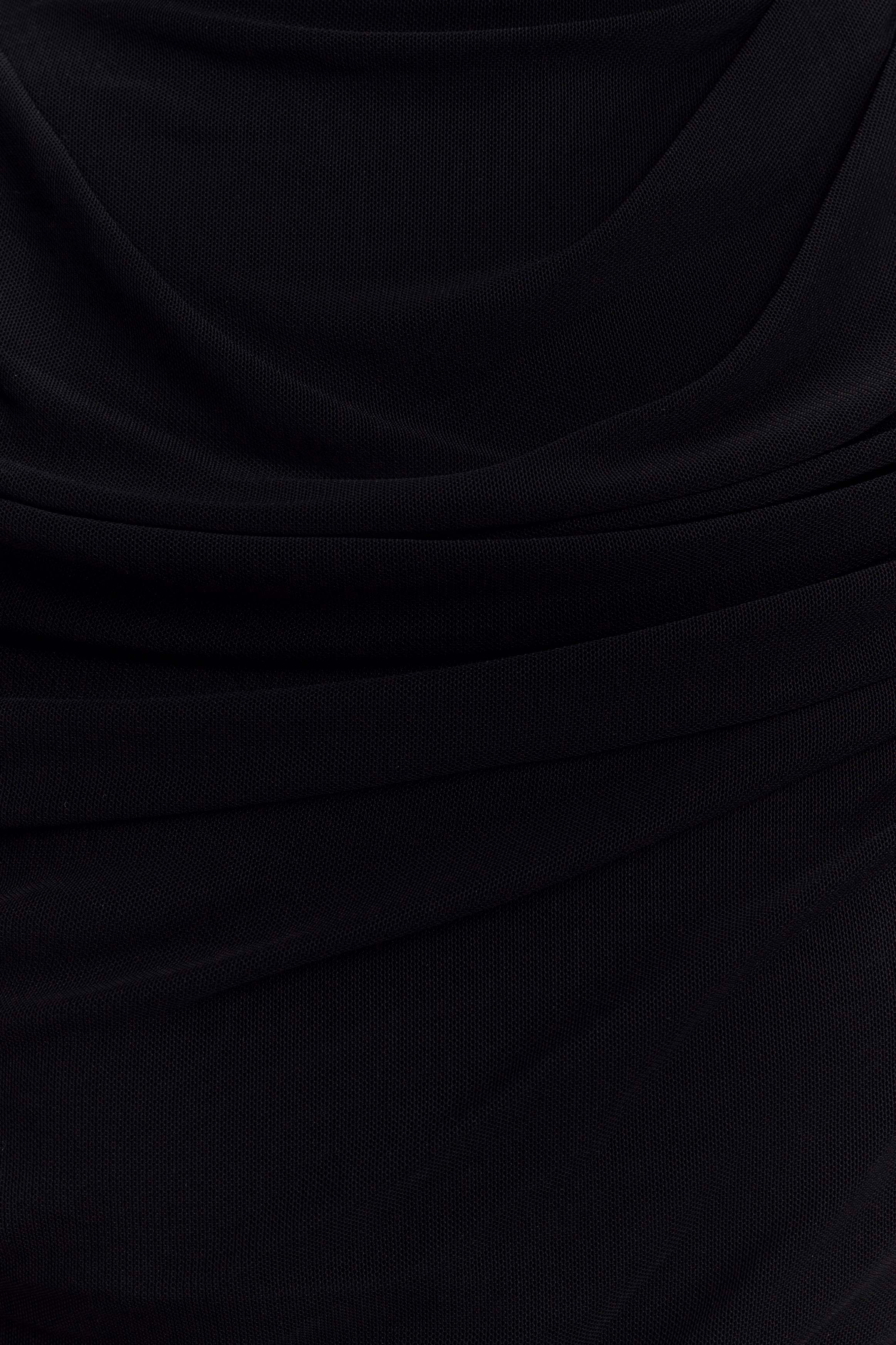 Pruedance Slinky Draped Top With Mesh Overlay - Black、mySite、solidvoid