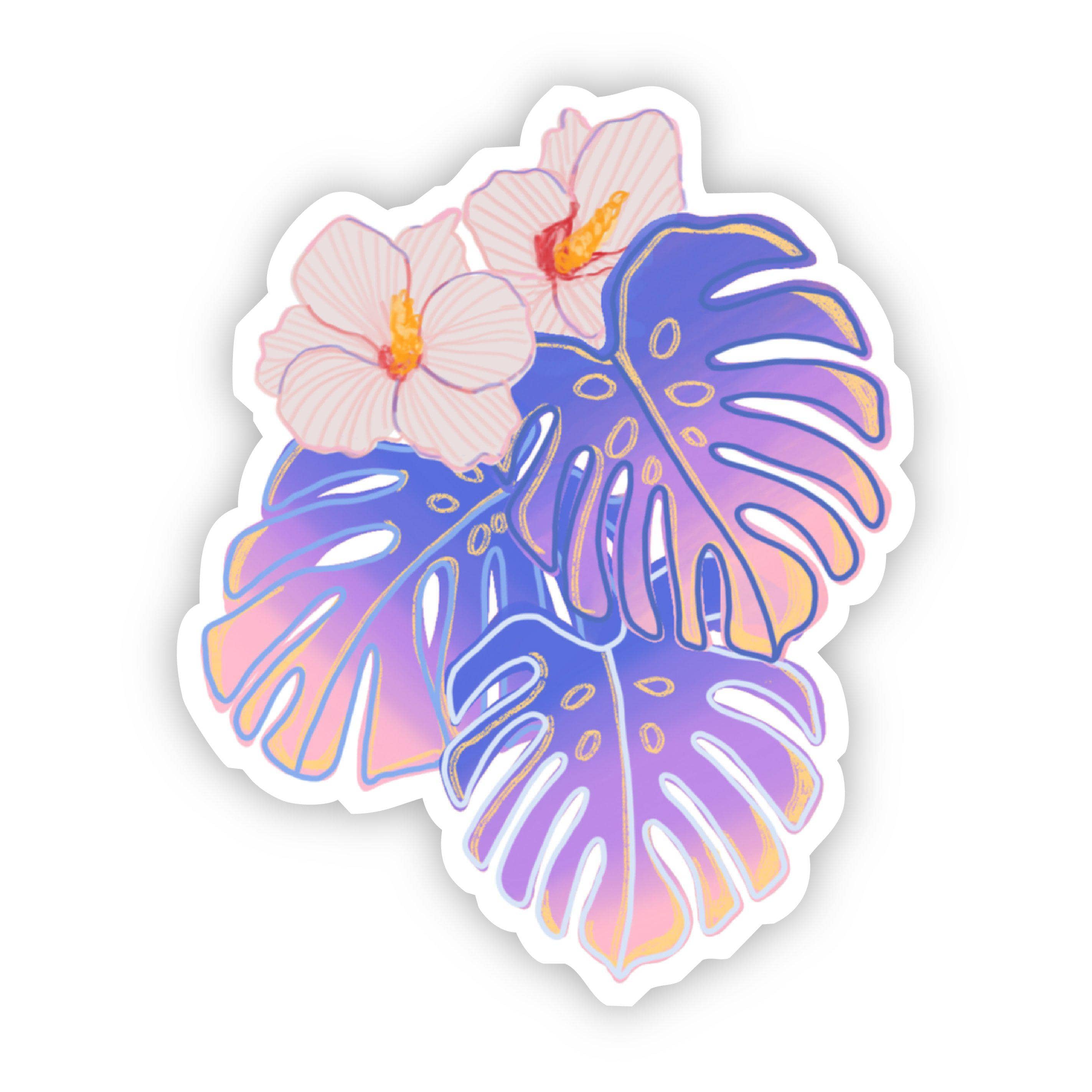  Purple and Orange Floral Sticker、mySite、elrpsem3k