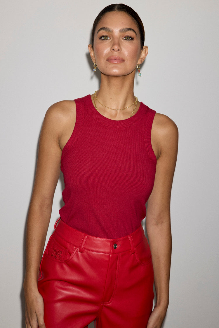 Deep Red Rib Tank Top、mySite、solidvoid