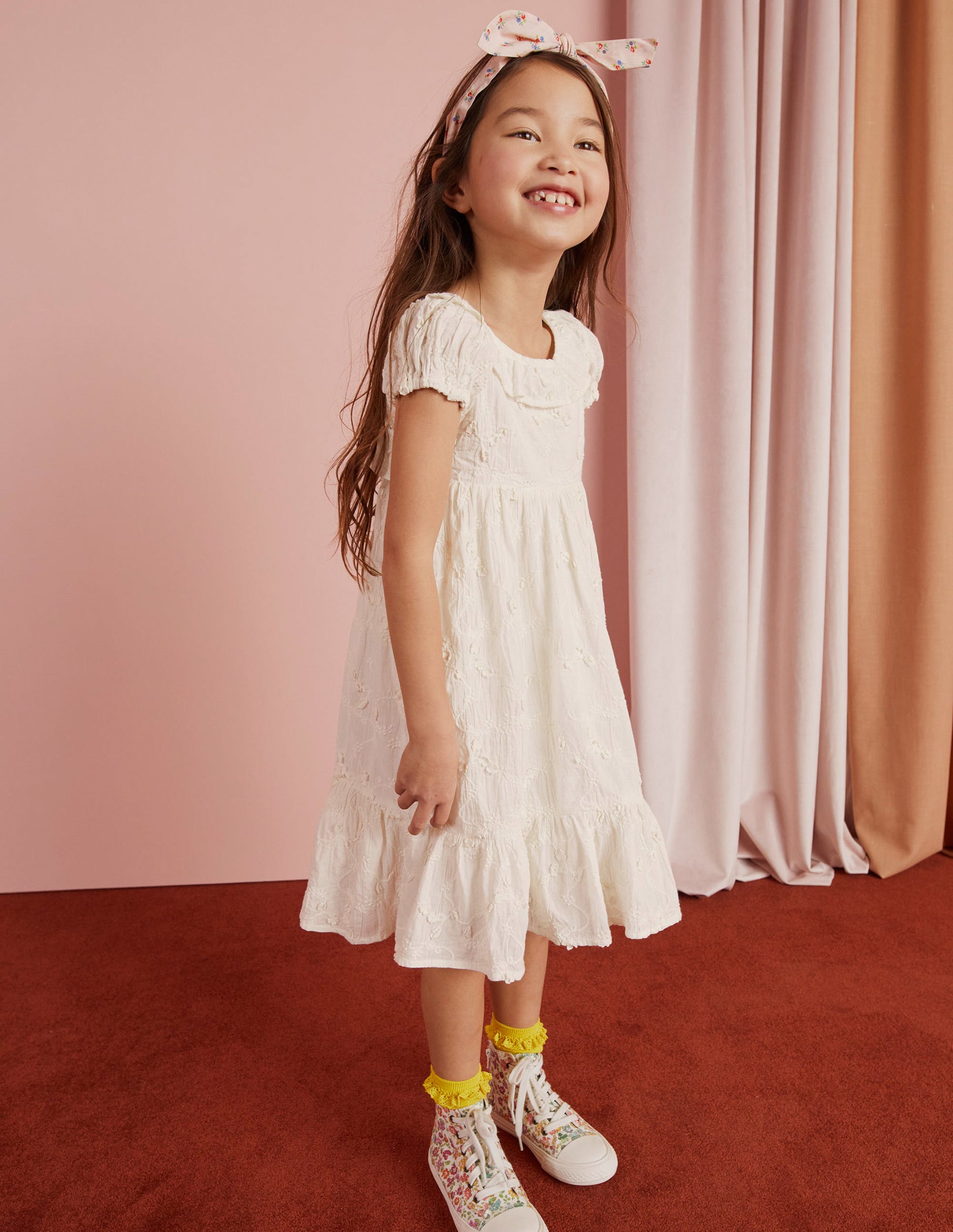  Dip Hem Broderie Dress-Ivory、mySite、ashleygrahame