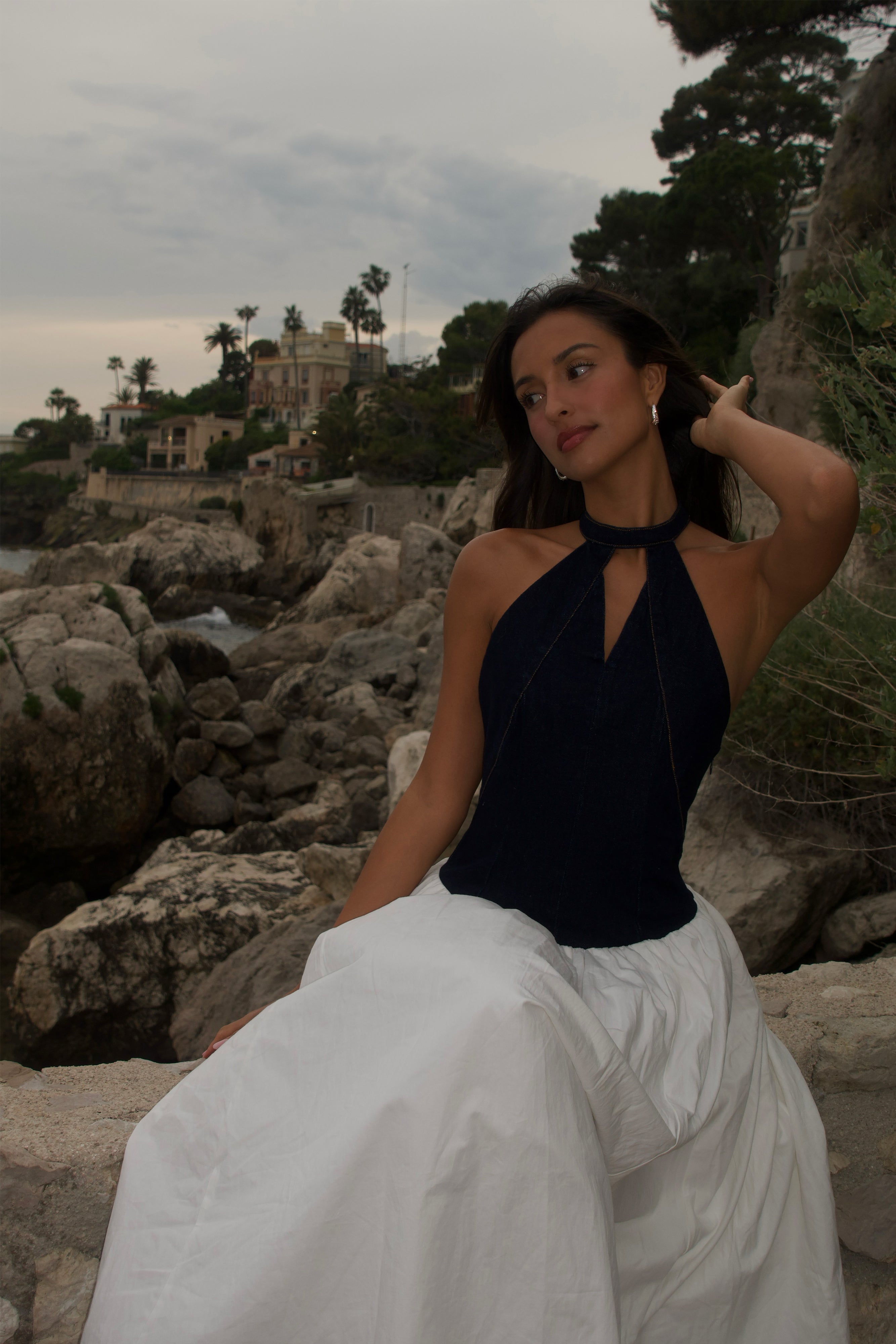 Ashwin Denim Cotton Midi Dress - Indigo Blue、mySite、solidvoid