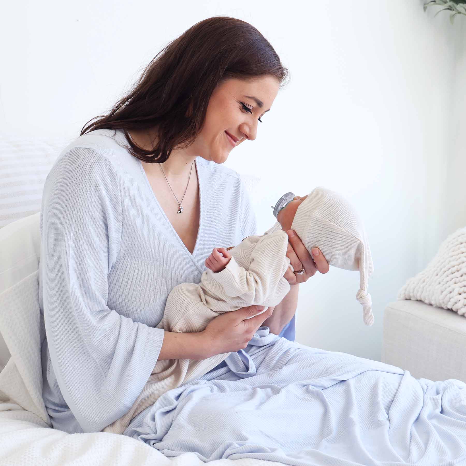  Ice Blue Bamboo Waffle Knit Maternity Robe、mySite、layawaytickets