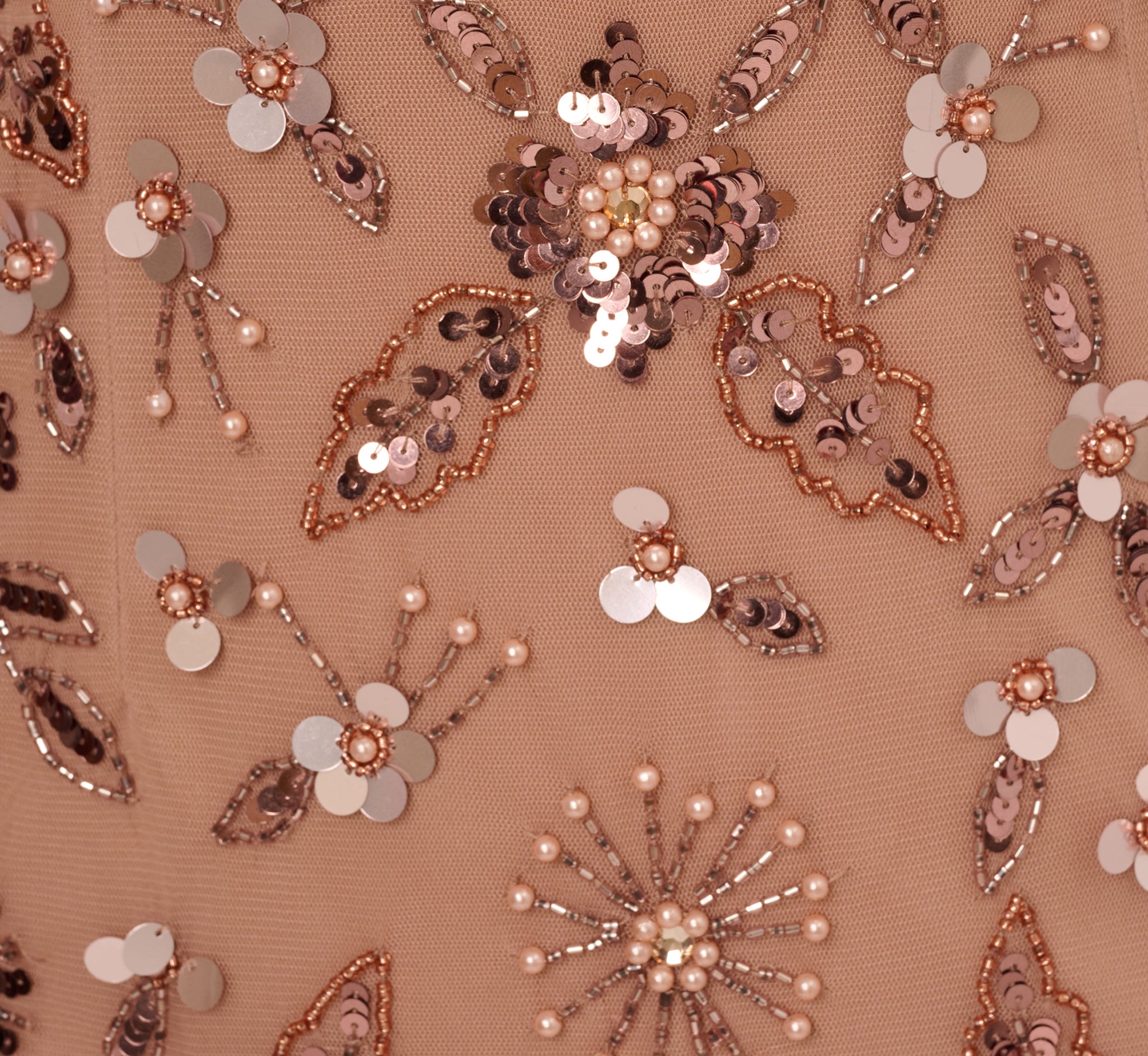 Floral Beaded Ankle Length Gown In Rose Gold、mySite、solidvoid