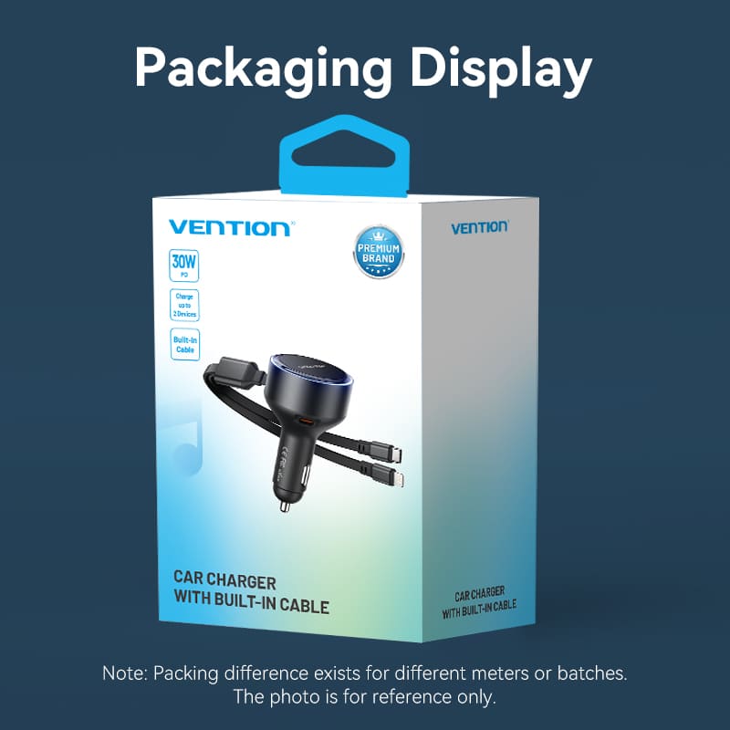Vention Car Charger with Built-In Cable、mySite、fannypackpong