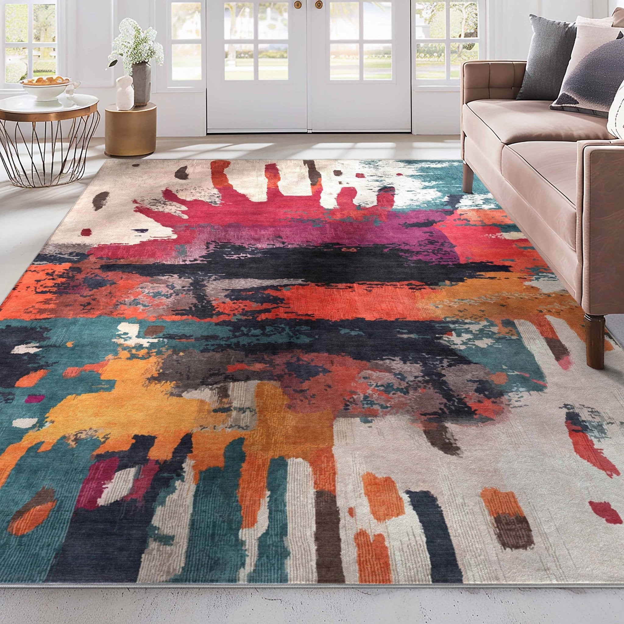 Apollo Chromatic Splash – Bold Paint-Splatter Flat Woven Multicolor Rug、mySite、gigharbornorthrealestate
